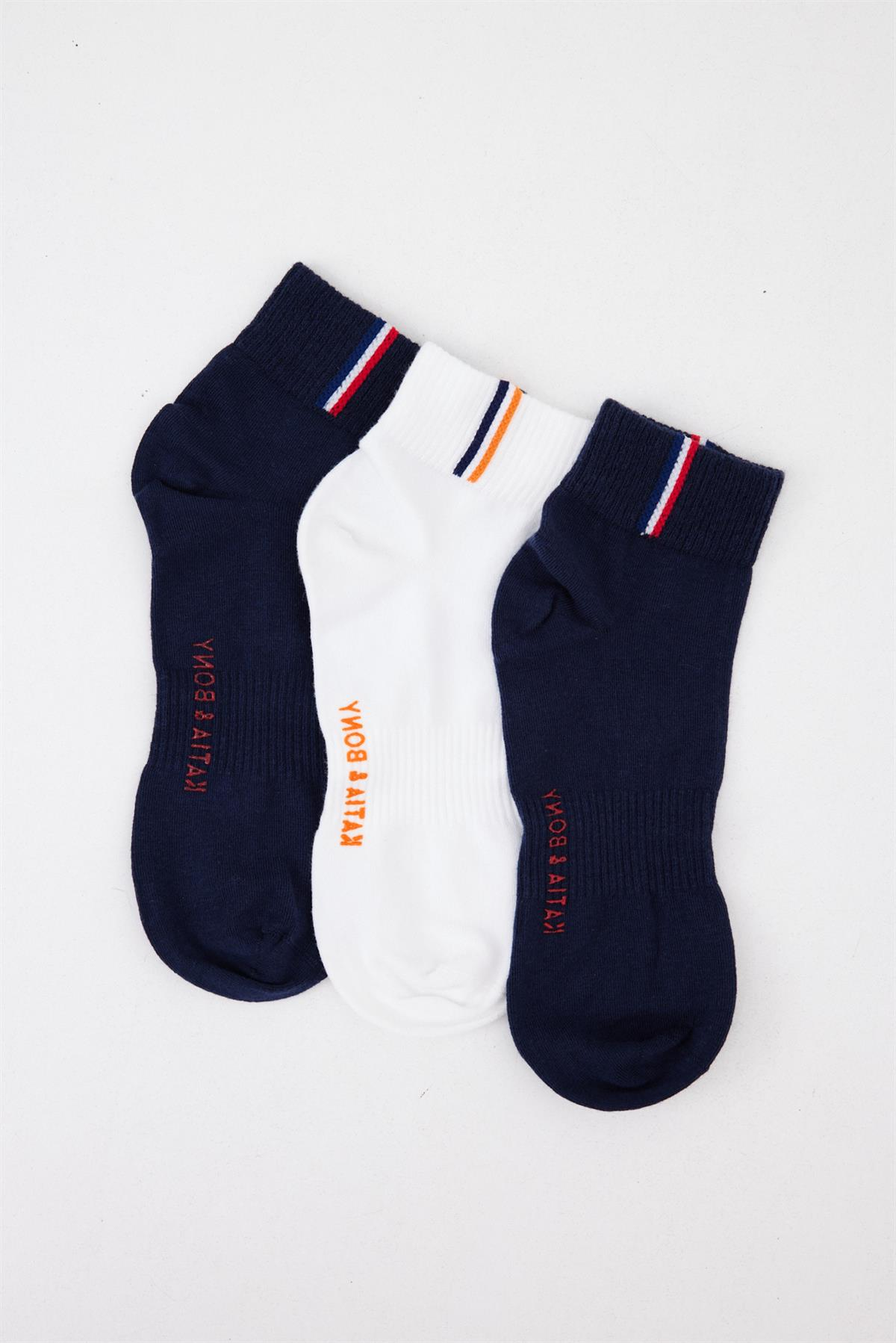 3lü Paket Golf Unisex Step Çorap Lacivert/Lacivert/Beyaz