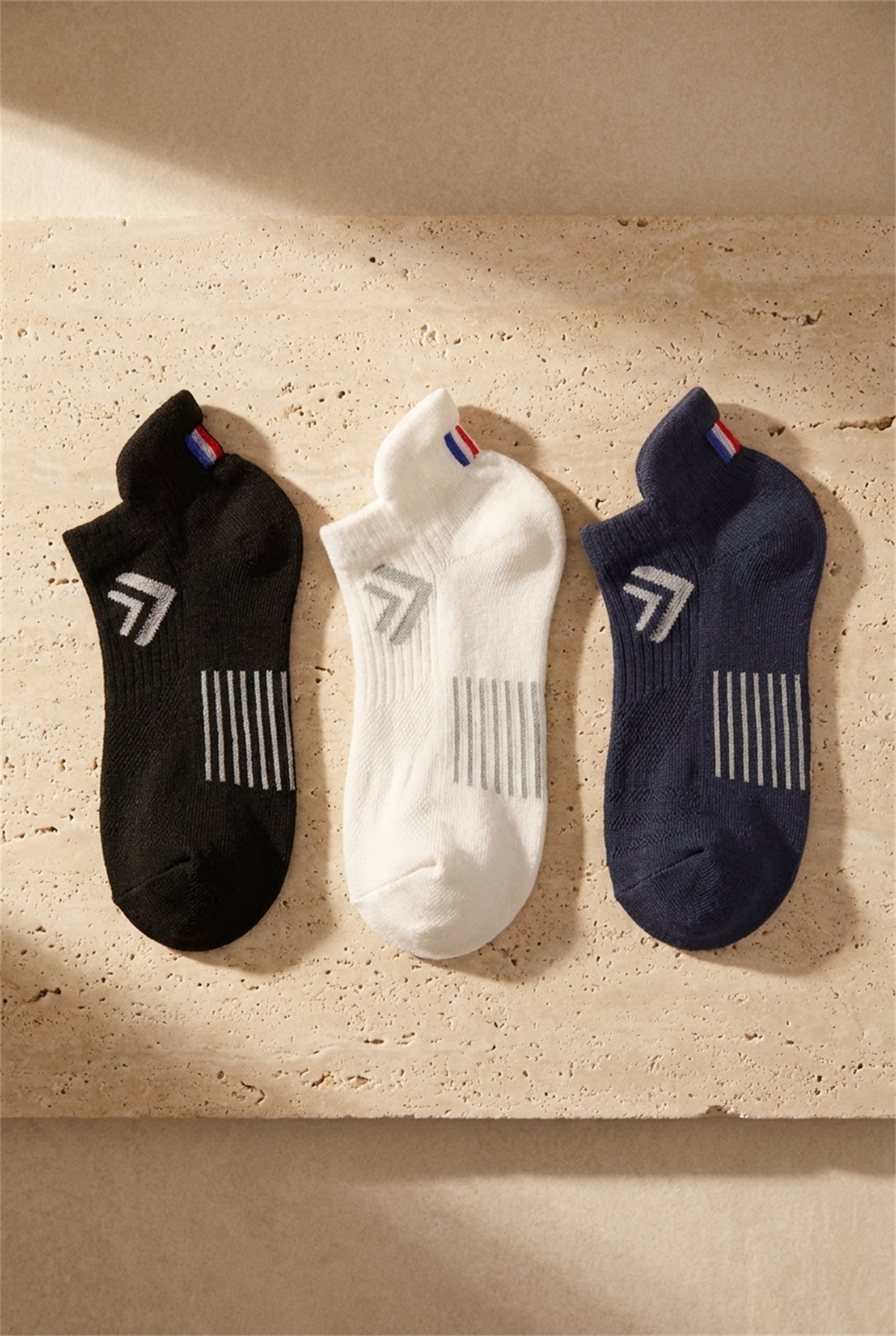 3lü Paket Golf Unisex Step Çorap Siyah/Beyaz/Lacivert