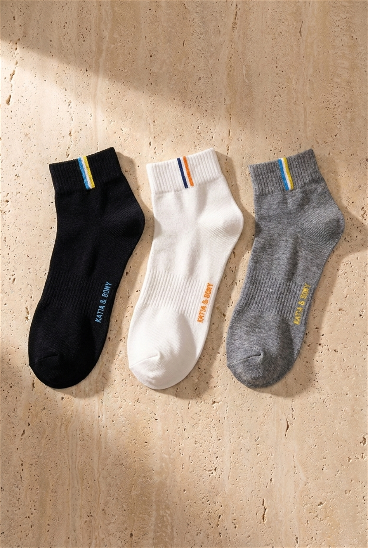 3lü Paket Golf Unisex Step Çorap Siyah/Beyaz/Gri