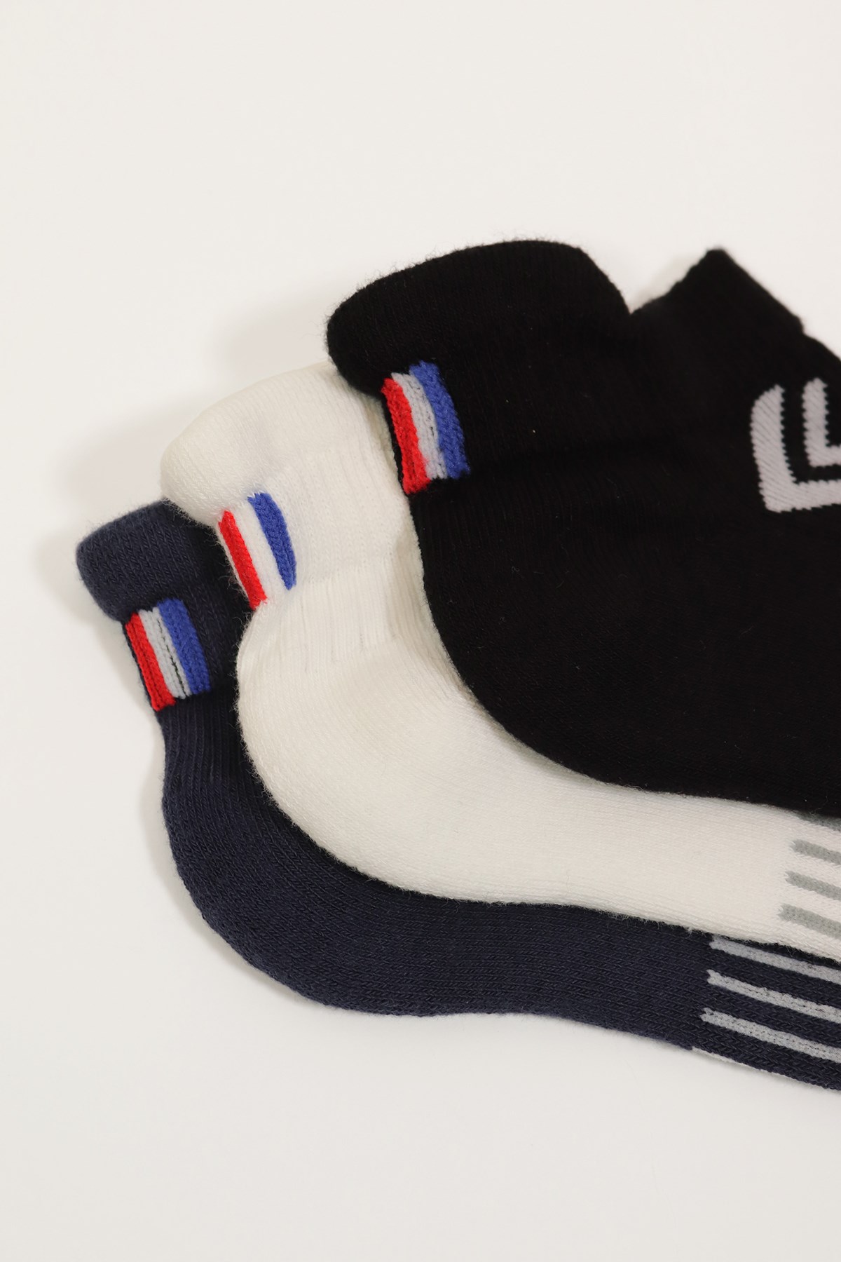 3lü Paket Golf Unisex Step Çorap Siyah/Beyaz/Lacivert