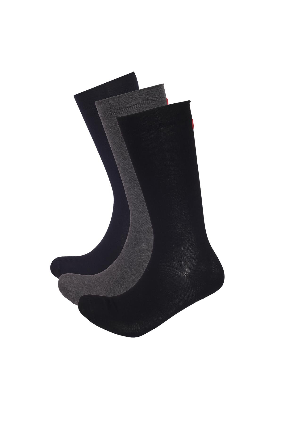 3lü Paket Harold Bambu Lastiksiz Erkek Soket Çorap Antrasit-Lacivert-Siyah