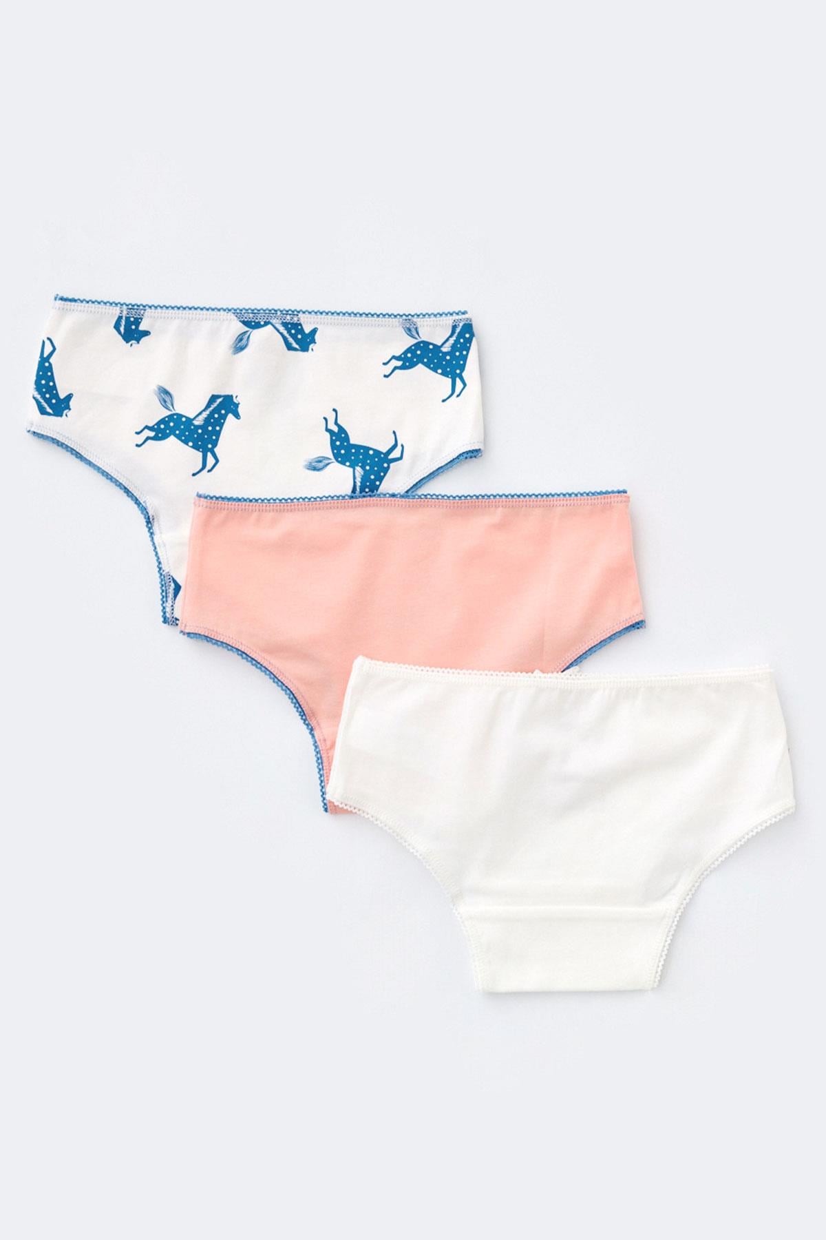 Pack Of 3 Horse Girls Slip Ecru-Rose Pınk
