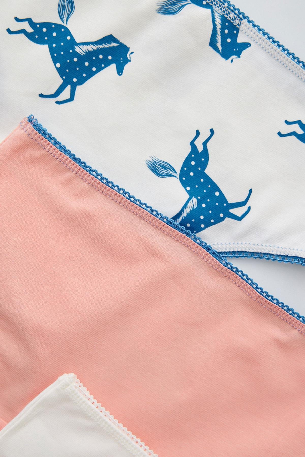 Pack Of 3 Horse Girls Slip Ecru-Rose Pınk