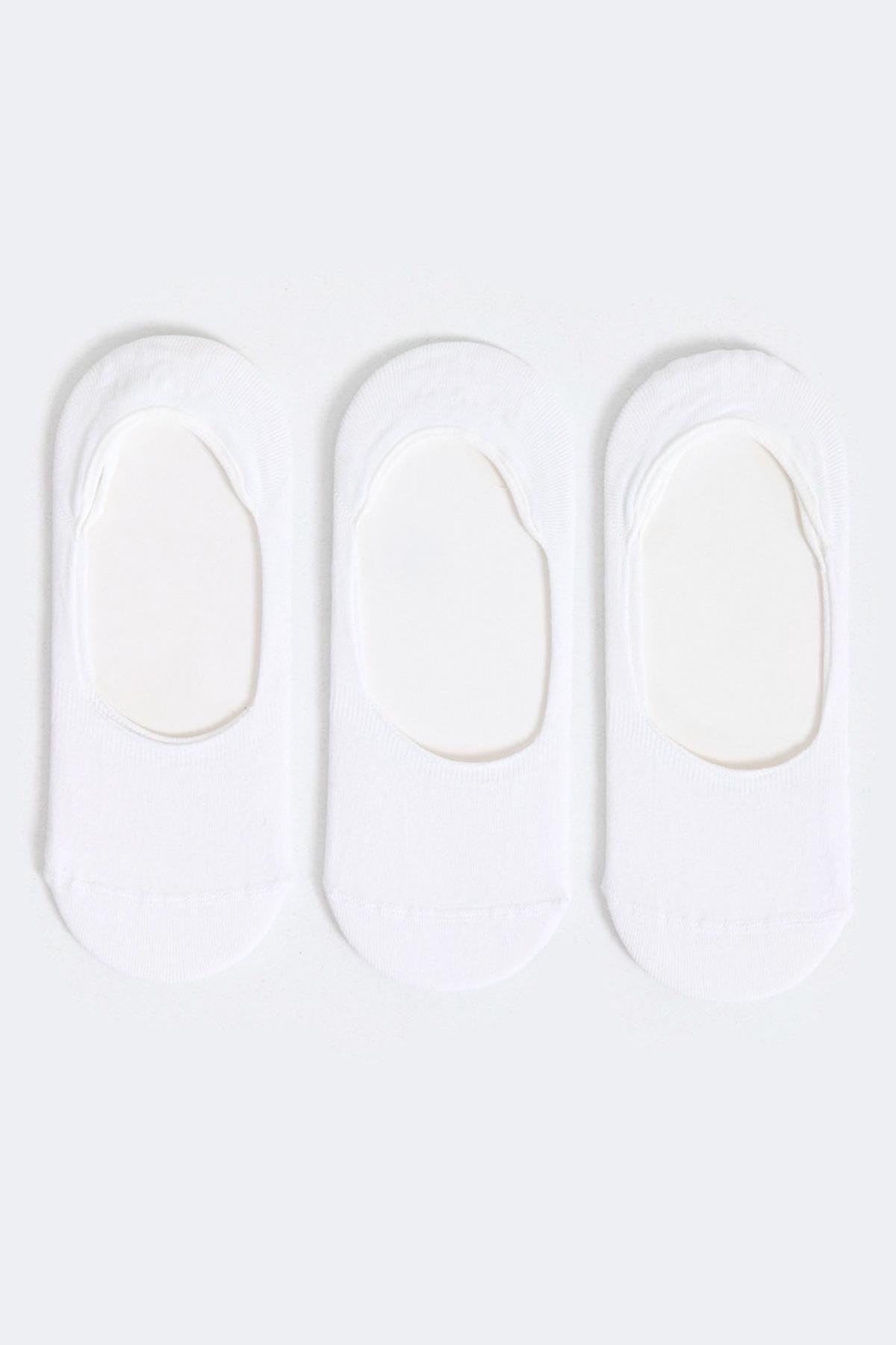Womens 3-Pack Basic Invisible Ankle Socks White/White/White