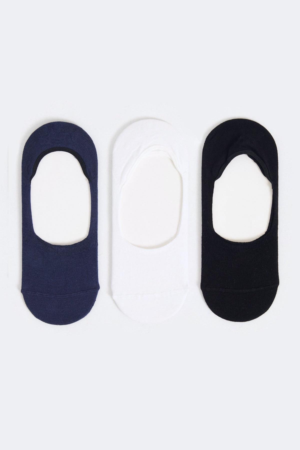 Womens 3-Pack Basic Invisible Ankle Socks Black/White/Navy Blue