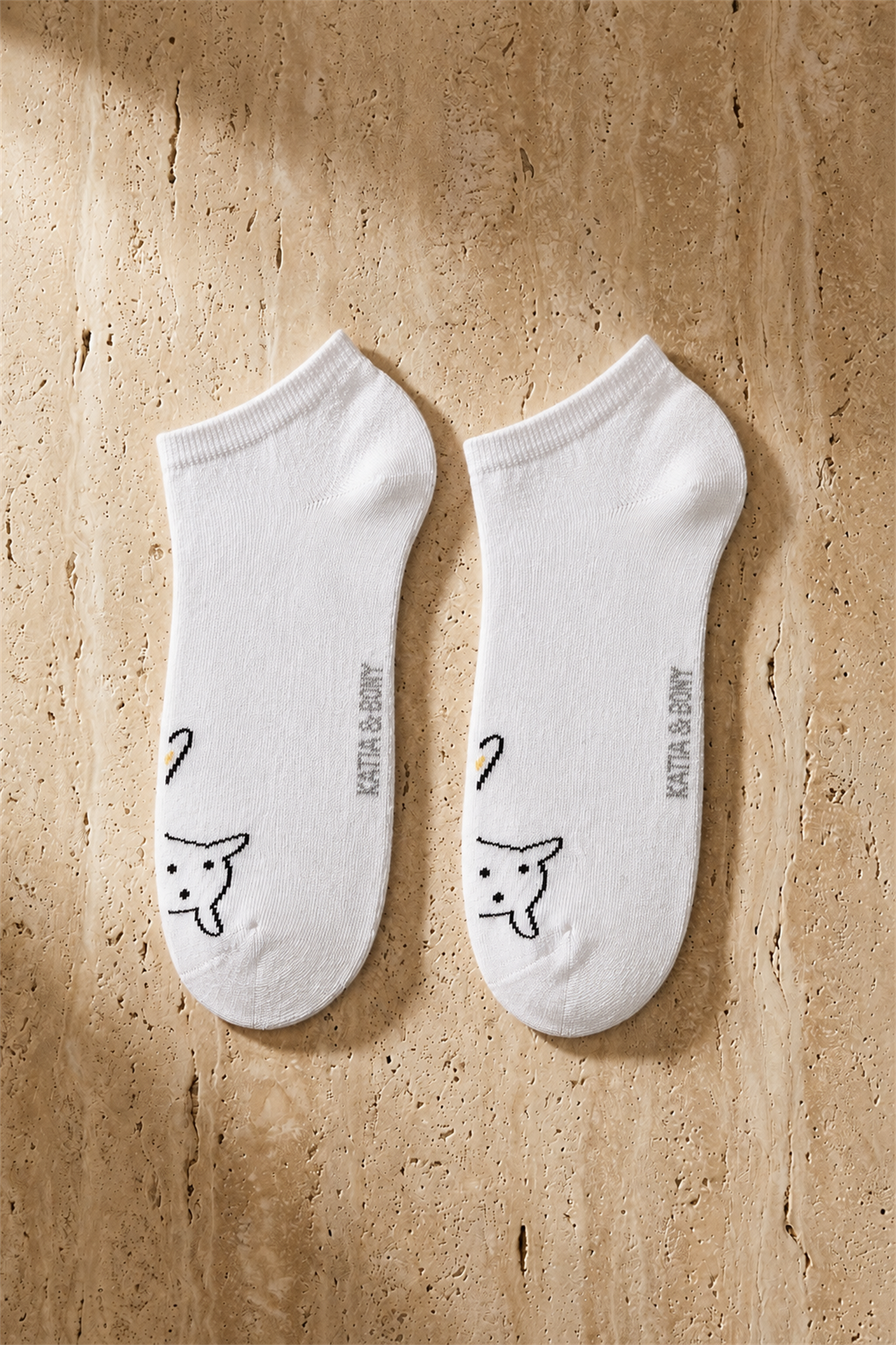 3lü Paket Kadın Köpek Desenli Step Çorap