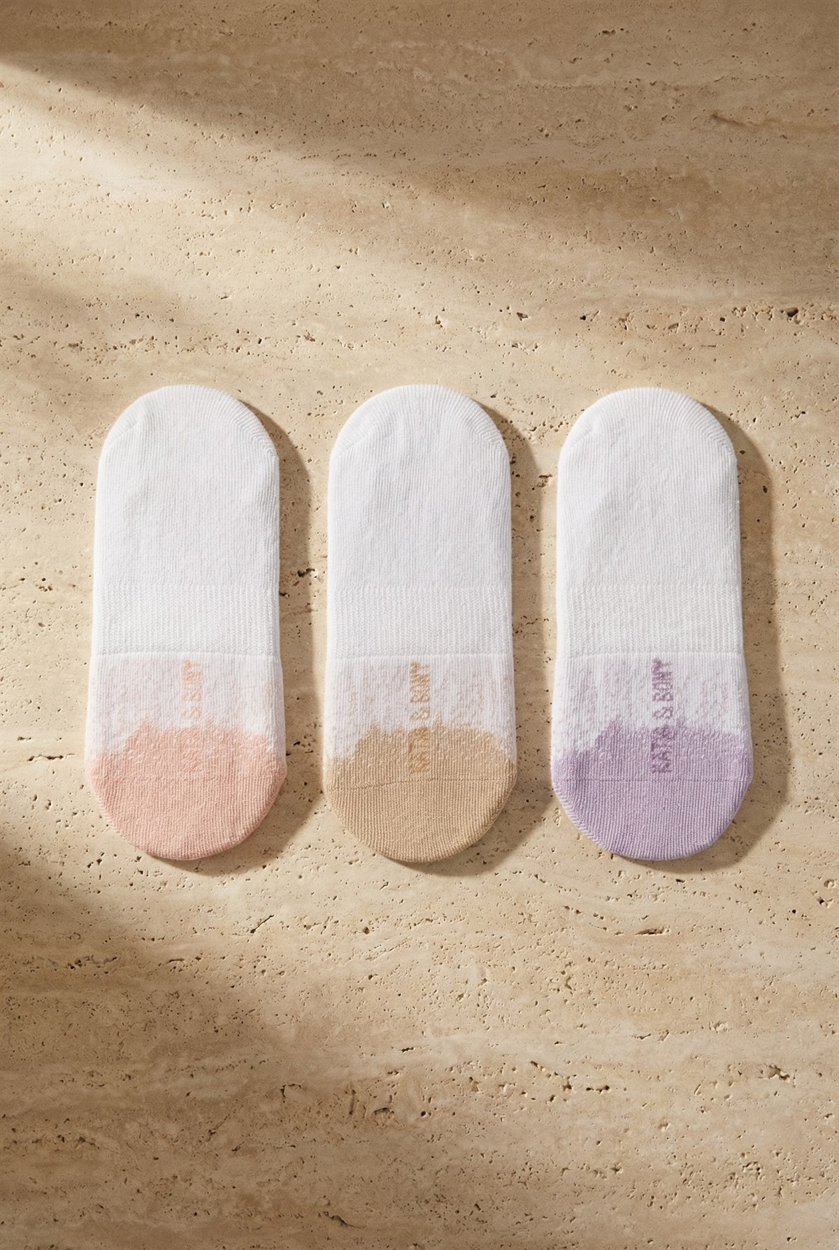 3lü Paket Kadın Önü Renkli Nokta Detaylı Babet Çorap