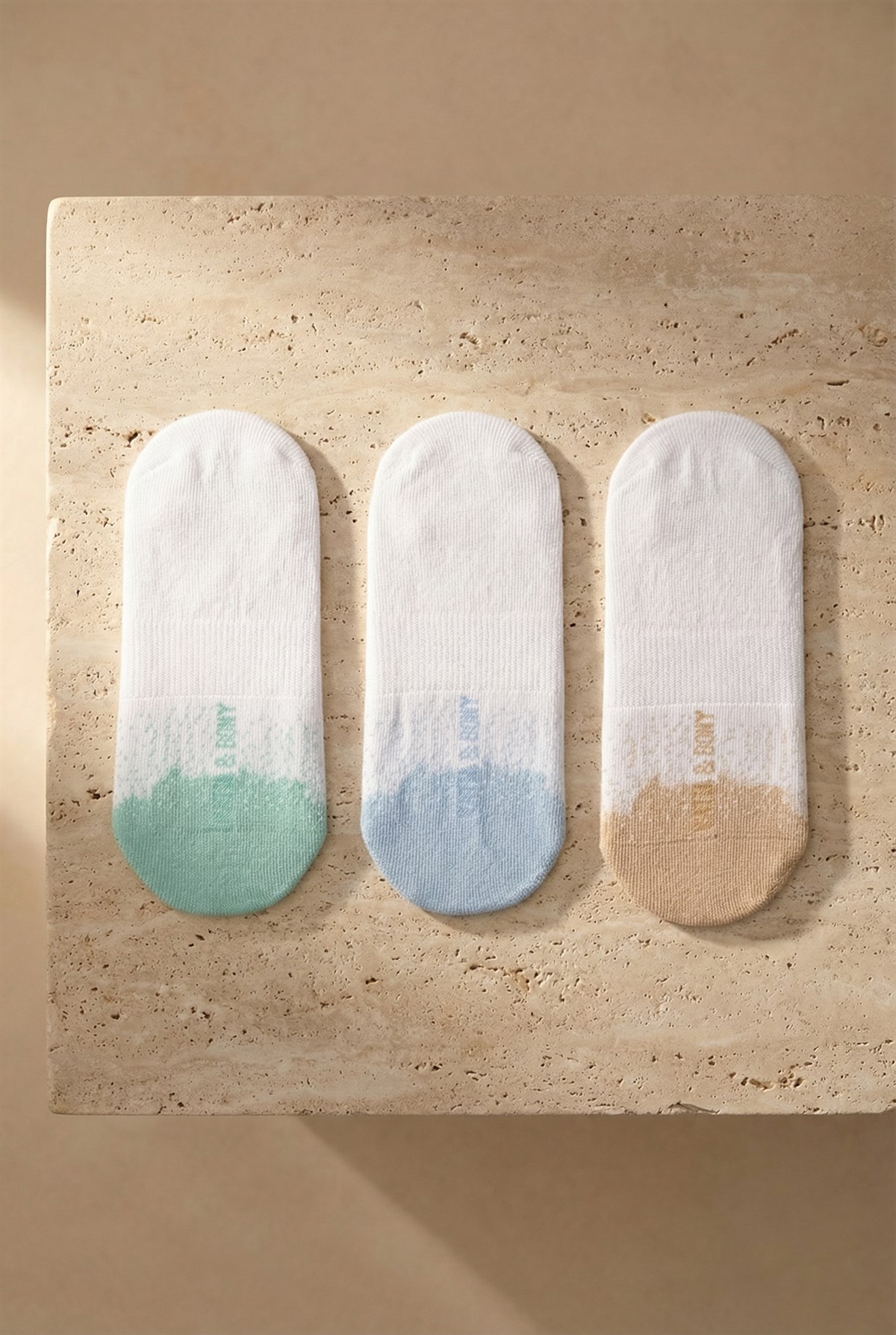 3lü Paket Kadın Önü Renkli Nokta Detaylı Babet Çorap