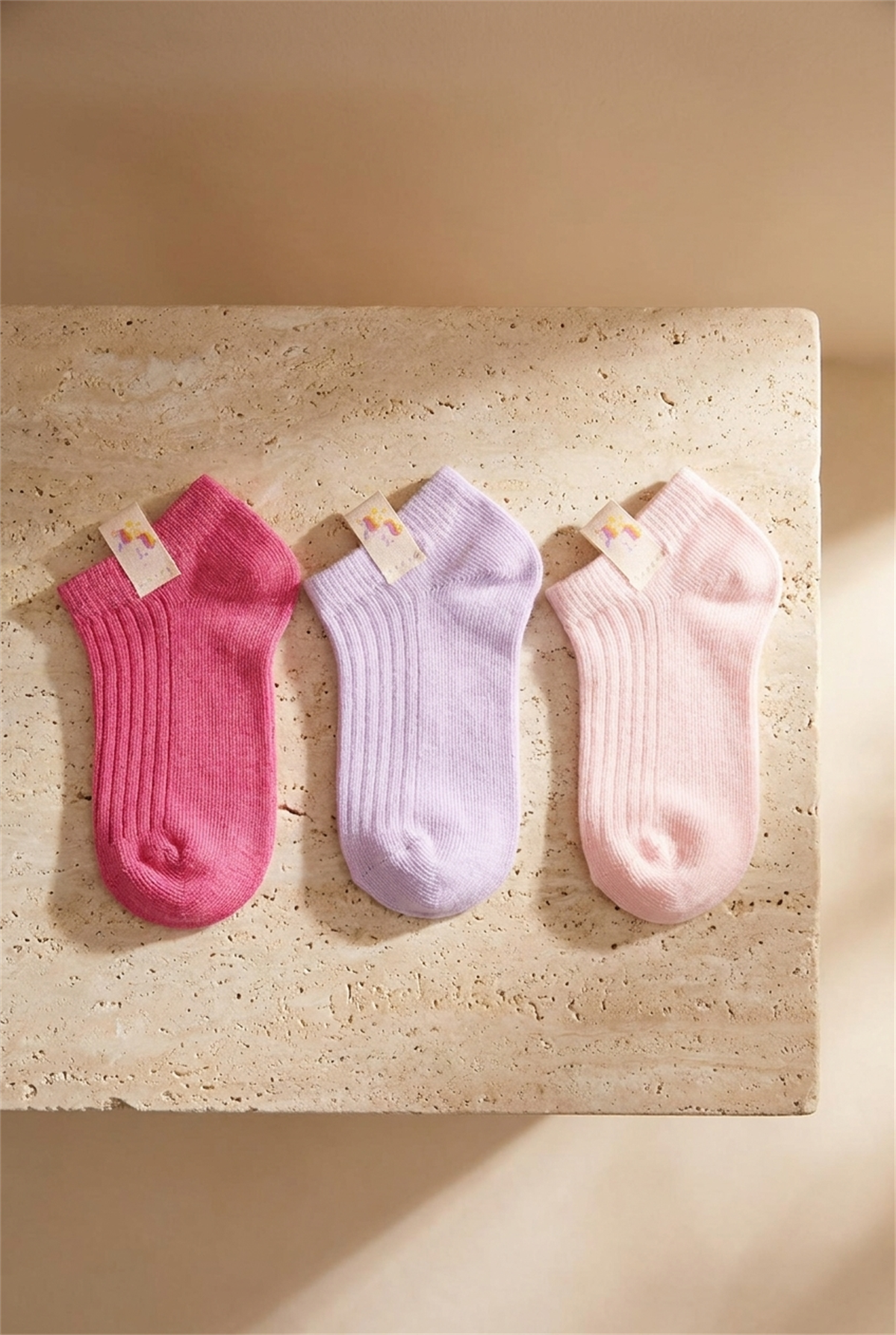 3lü Paket Kız Çocuk Fairytale  Patik Çorap Pembe Desenli