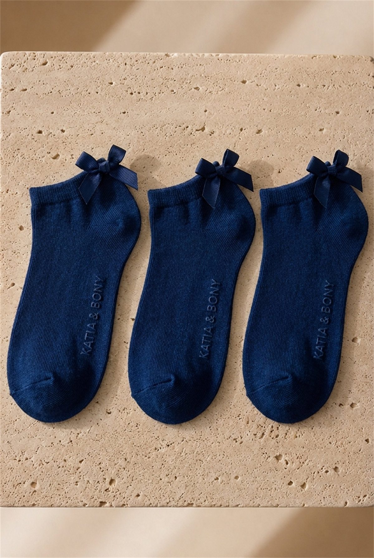 3lü Paket  Kız Çocuk Soft Bambu Step Çorap Lacivert / Lacivert / Lacivert