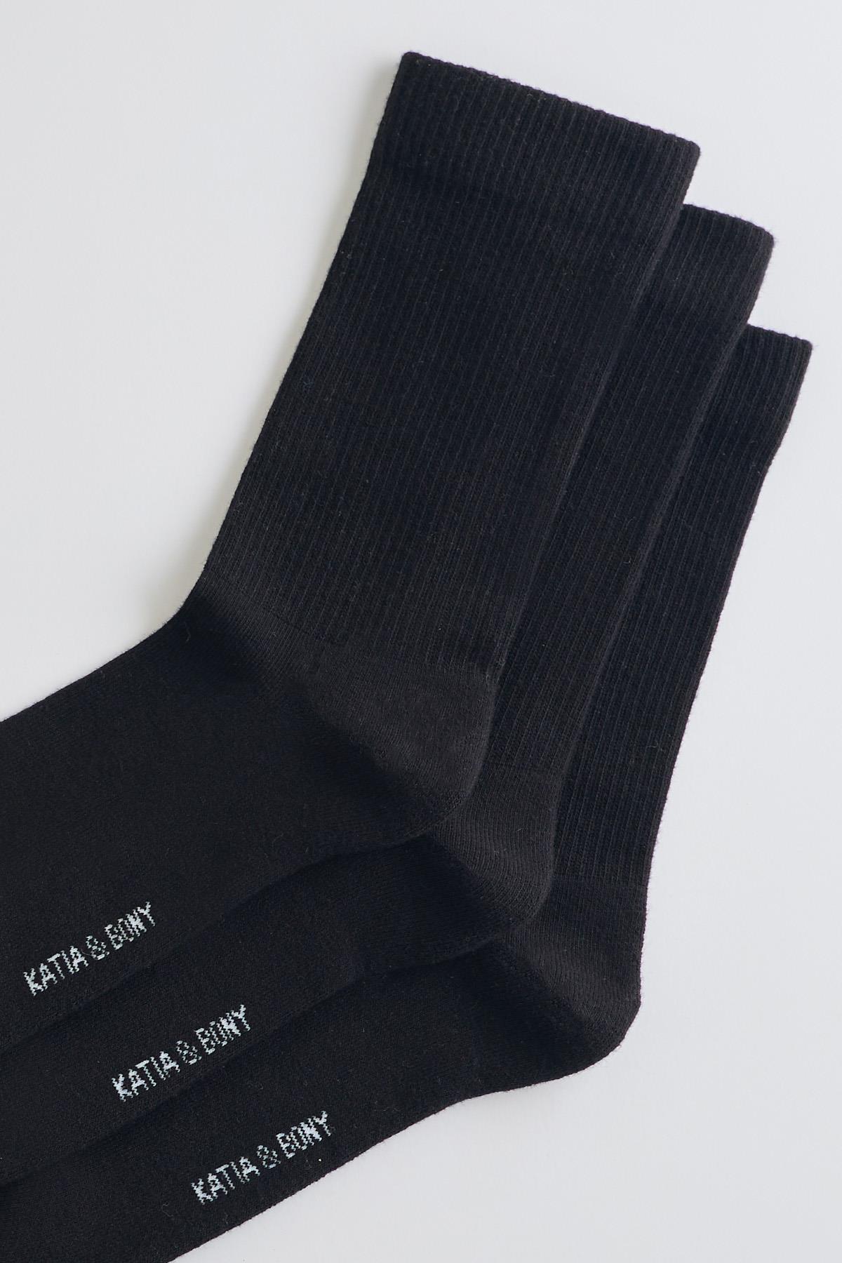 3-Piece Pack Cotton Sports Socks Black/Black/Black