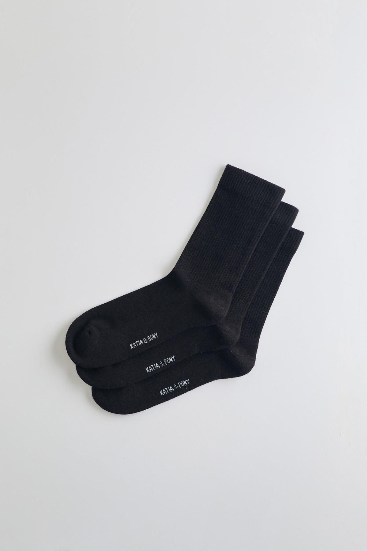 3-Piece Pack Cotton Sports Socks Black/Black/Black