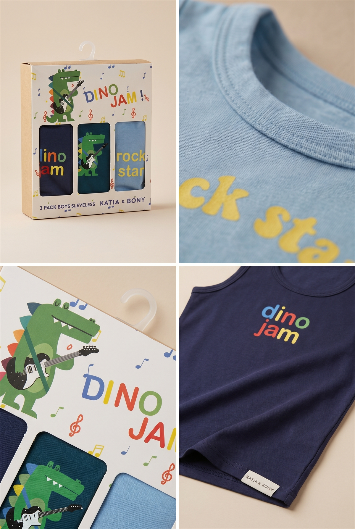 3lü Paket Timsah Desenli Erkek Çocuk Kutulu Atlet