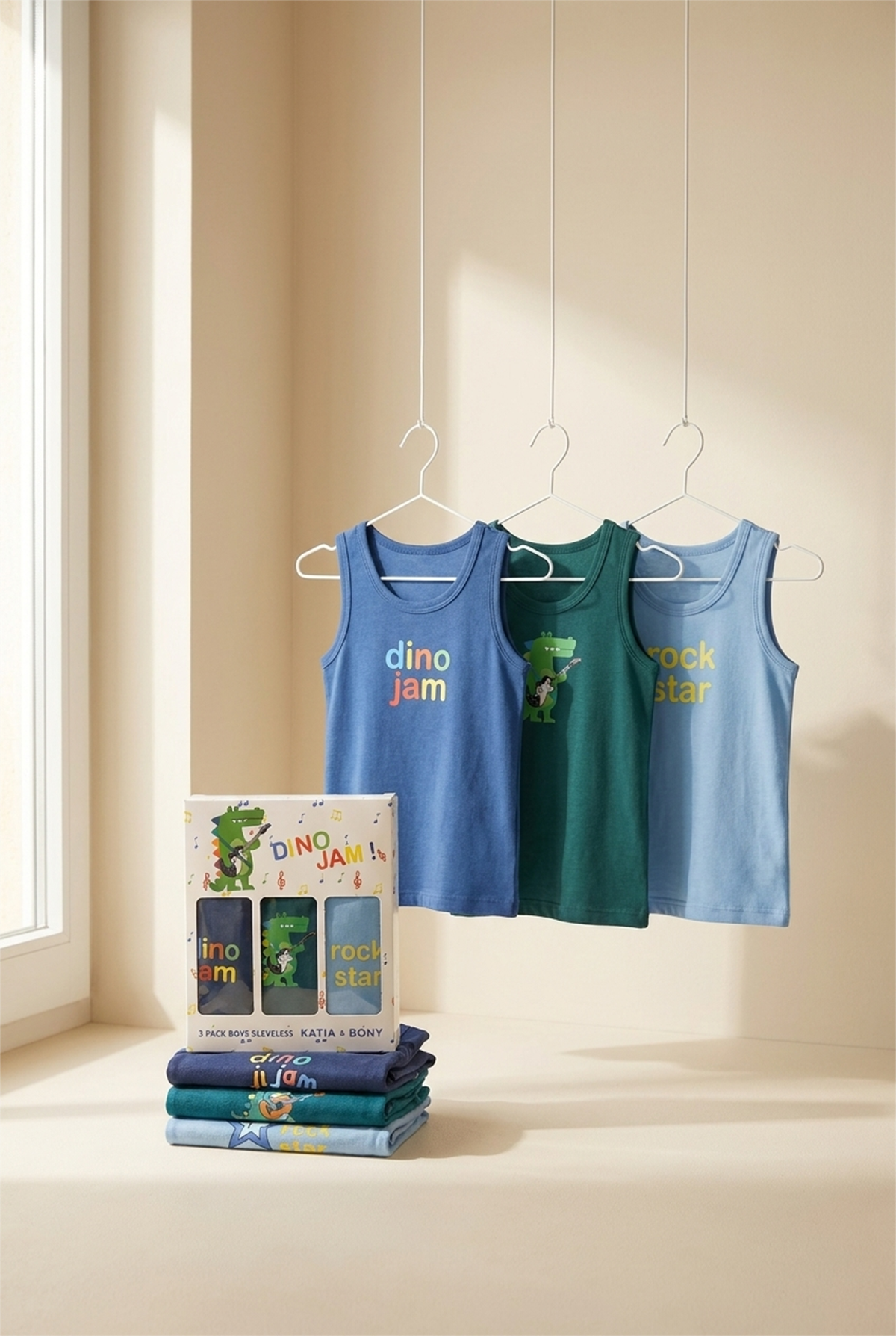 3lü Paket Timsah Desenli Erkek Çocuk Kutulu Atlet