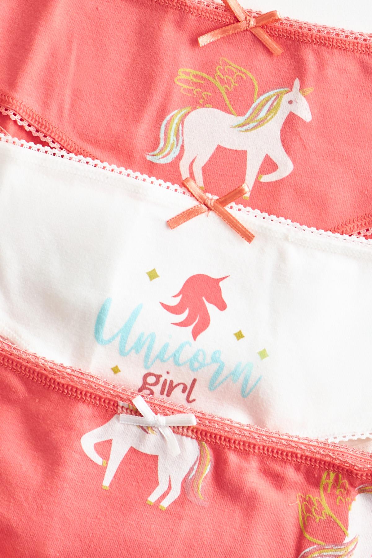 Girls 3-Pack Unicorn Slip Ecru/Pink