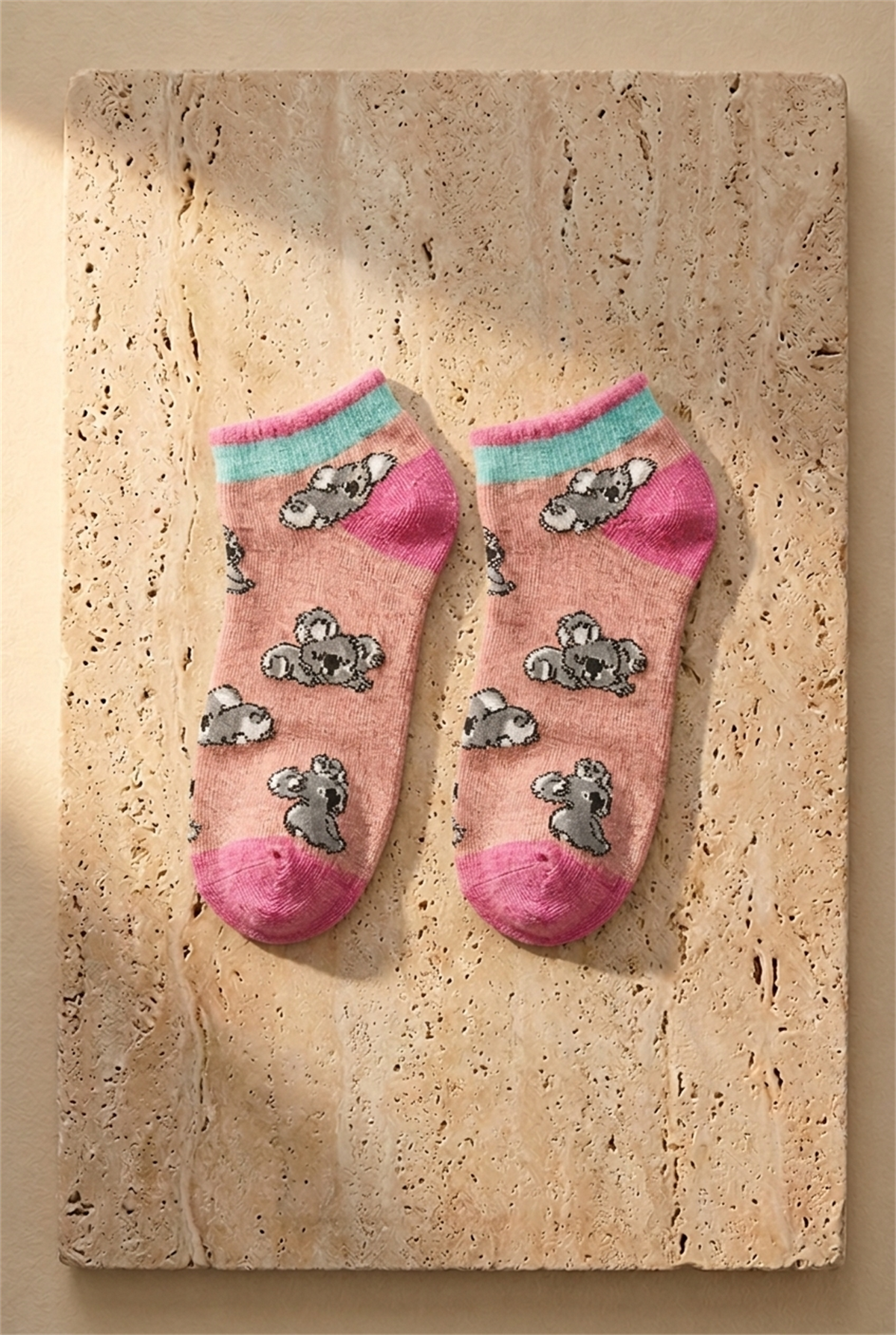 4 lü Paket Lazy Koala Kız Çocuk Patik Çorap Desenli