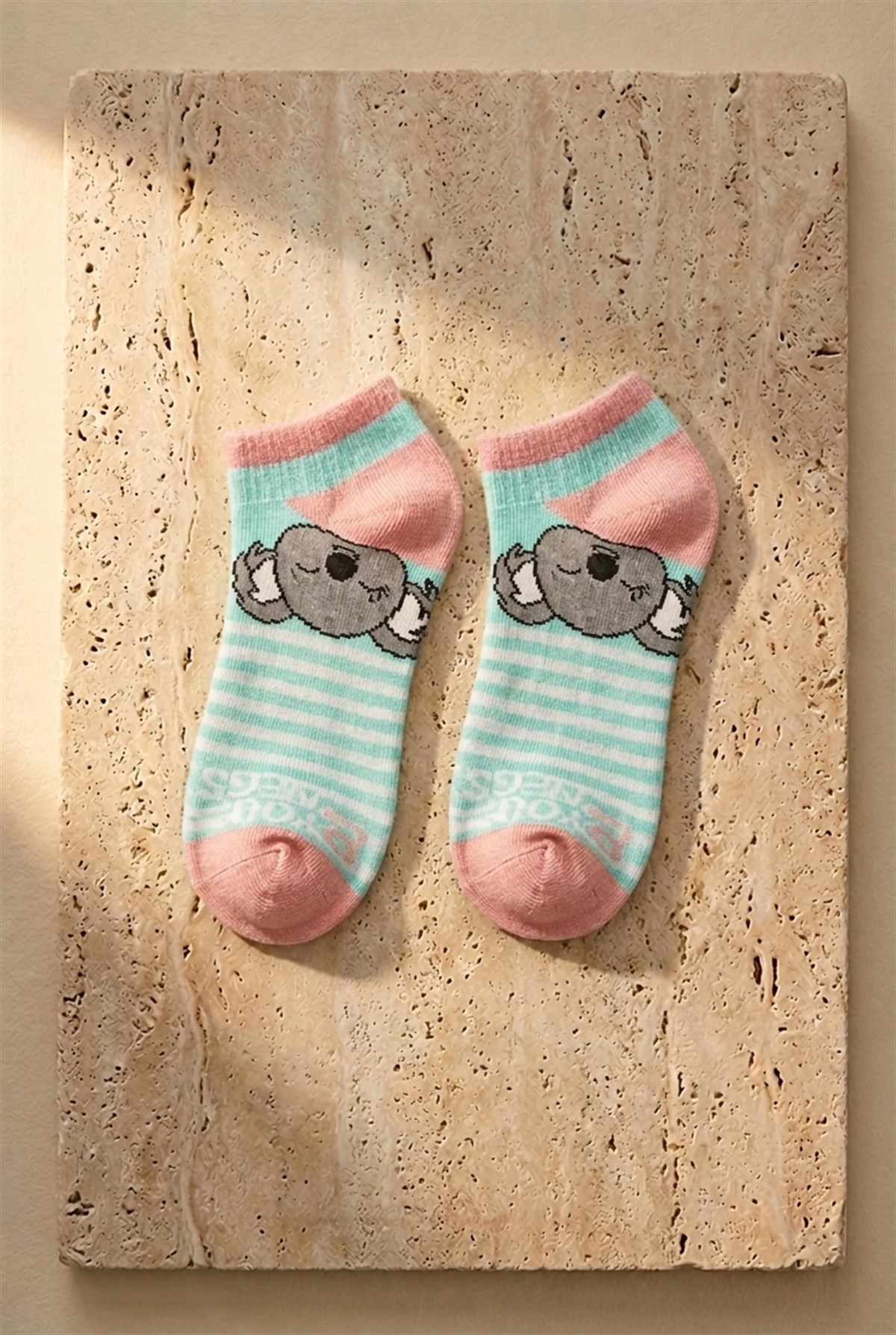 4 lü Paket Lazy Koala Kız Çocuk Patik Çorap Desenli