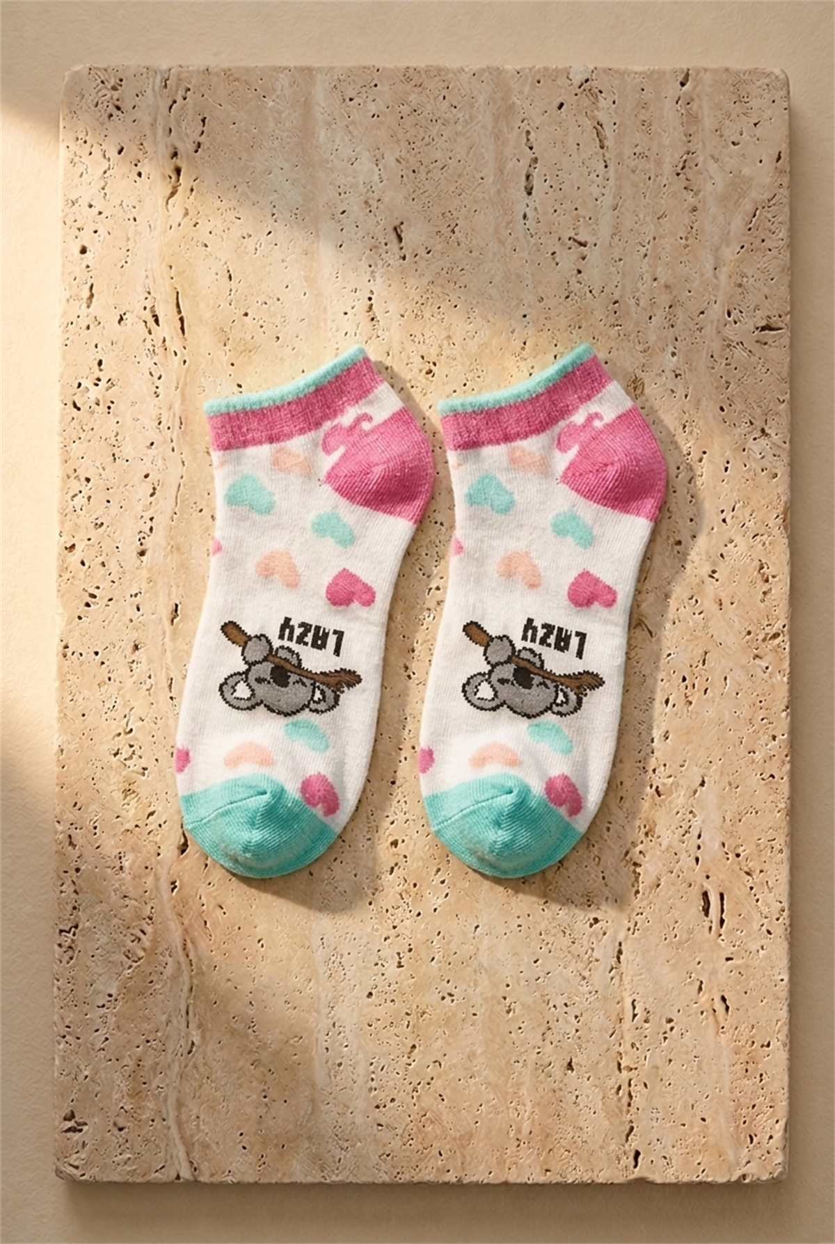4 lü Paket Lazy Koala Kız Çocuk Patik Çorap Desenli