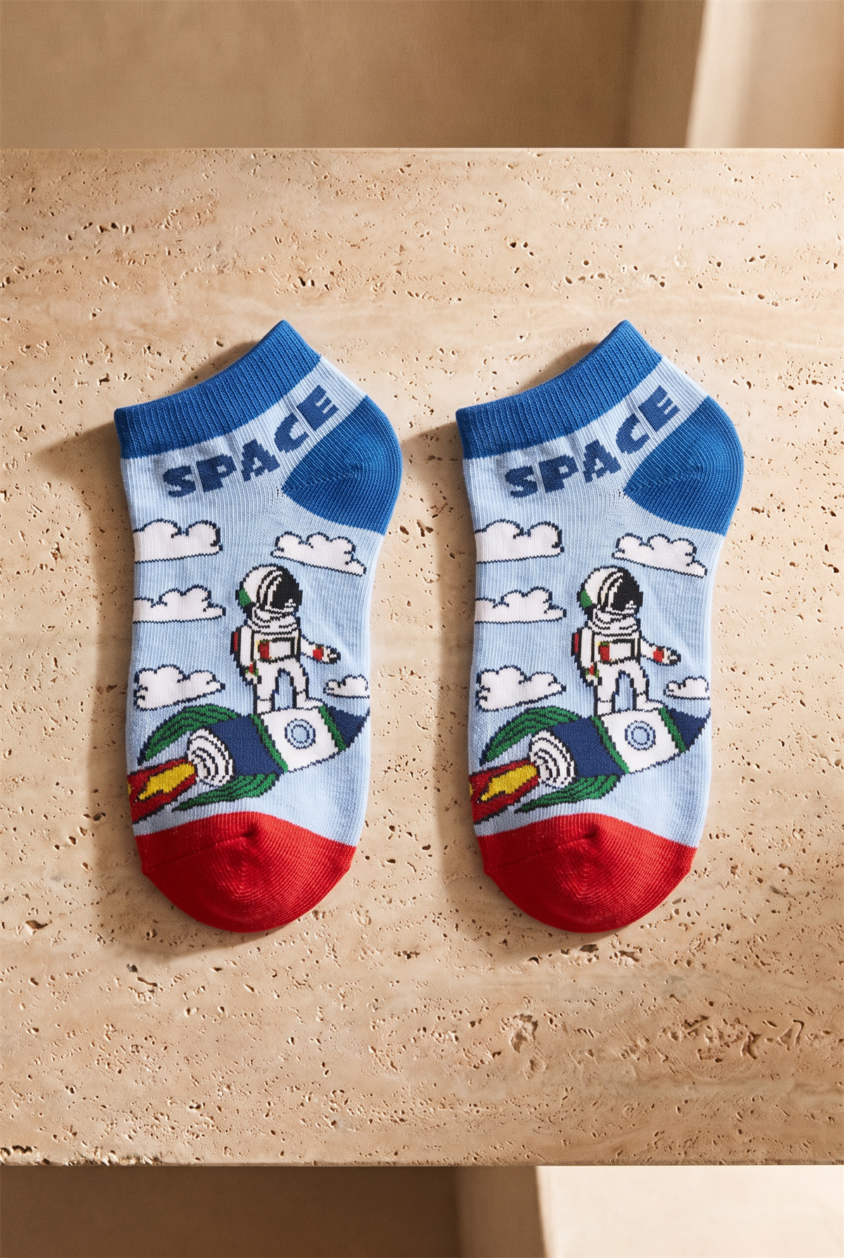 4 lü Paket Space Erkek Çocuk Patik Çorap Desenli