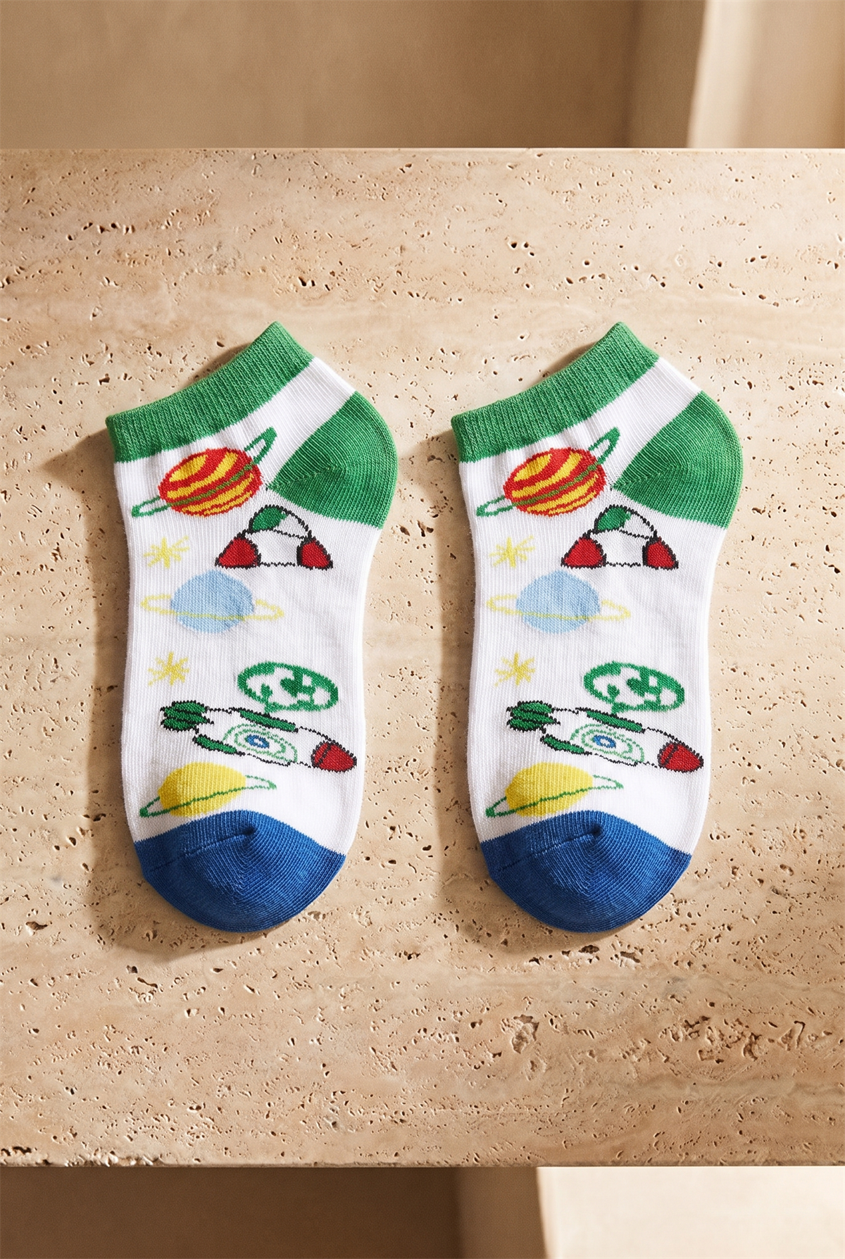 4 lü Paket Space Erkek Çocuk Patik Çorap Desenli