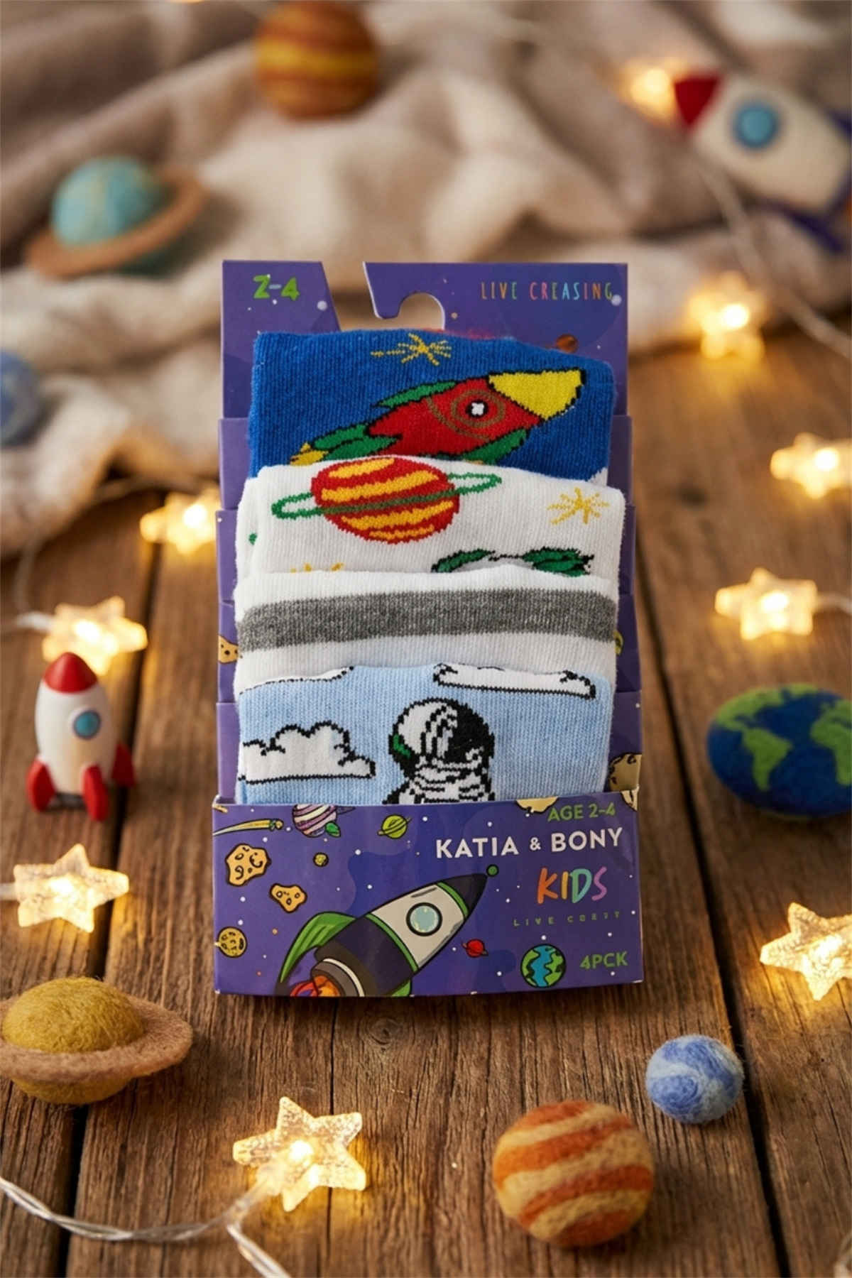 4 lü Paket Space Erkek Çocuk Patik Çorap Desenli