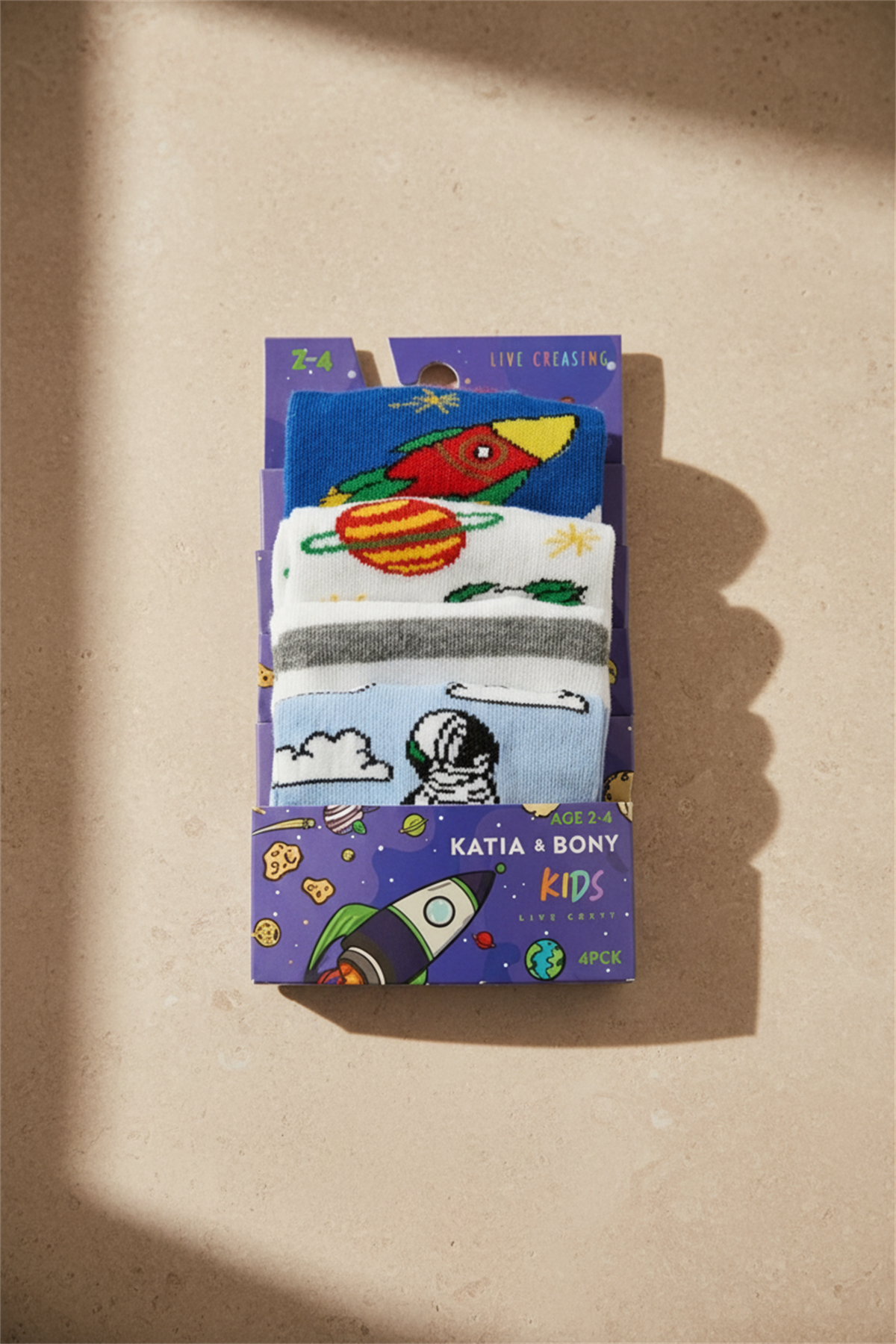 4 lü Paket Space Erkek Çocuk Patik Çorap Desenli