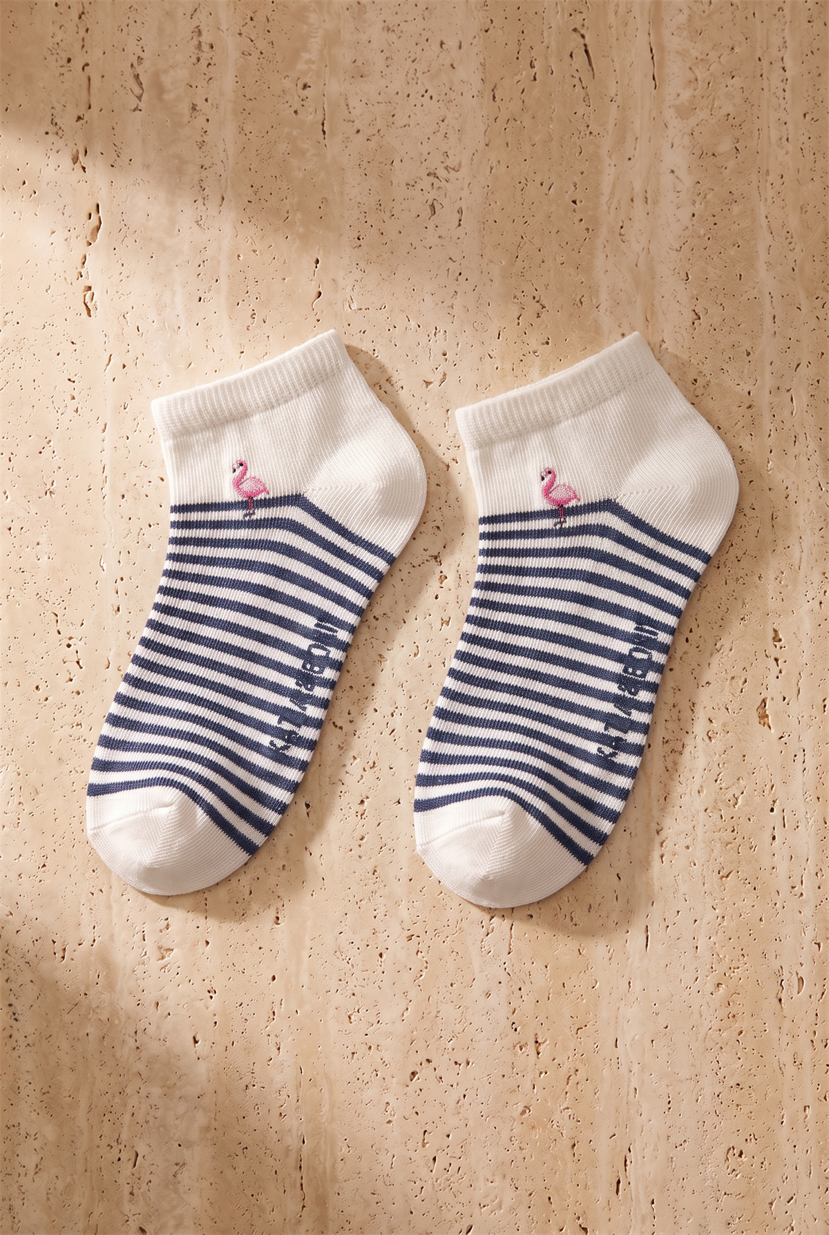 4lü Paket Kadın Flamingo Desenli Step Çorap