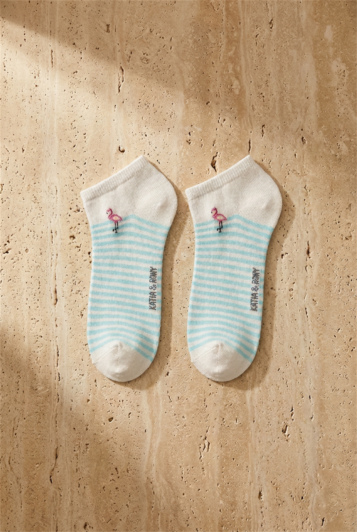 4lü Paket Kız Çocuk Çizgili Flamingo Desenli Patik Çorap