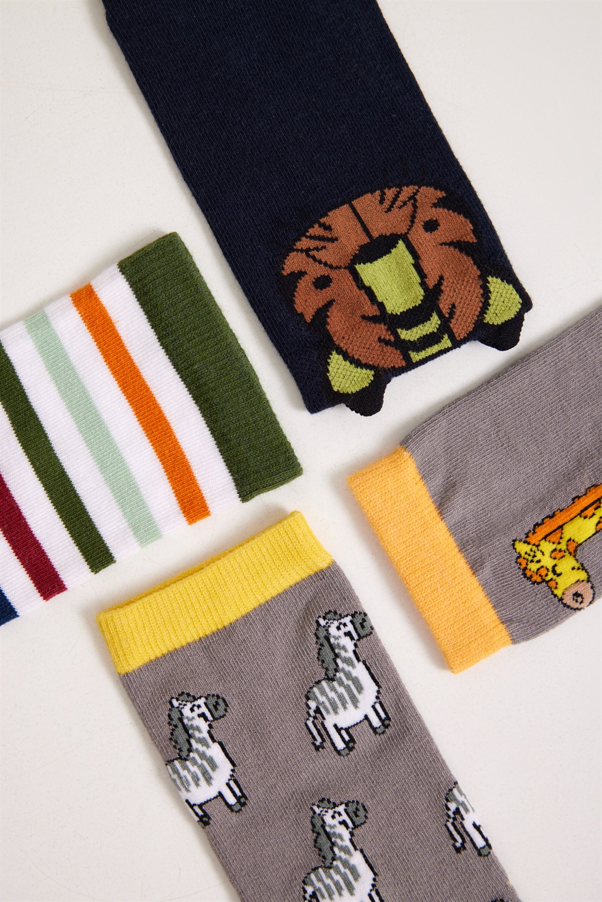 4lü Paket Safari Erkek Çocuk Soket Çorap Desenli