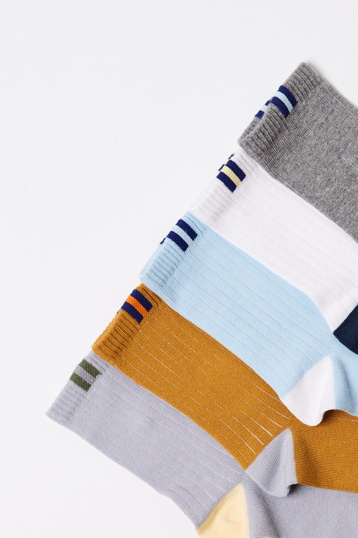 5li Paket Erkek Çocuk Pamuklu Soket Çorap Çok Renkli