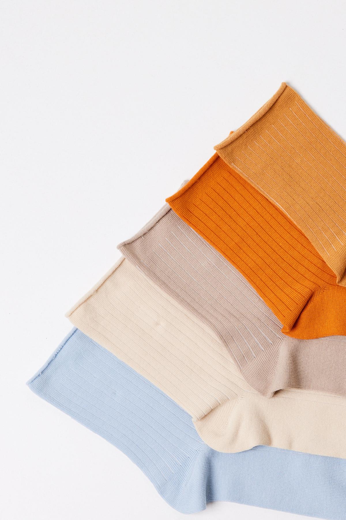 5li Paket Kız Çocu Pamuk Soket Çorap Çok Renkli