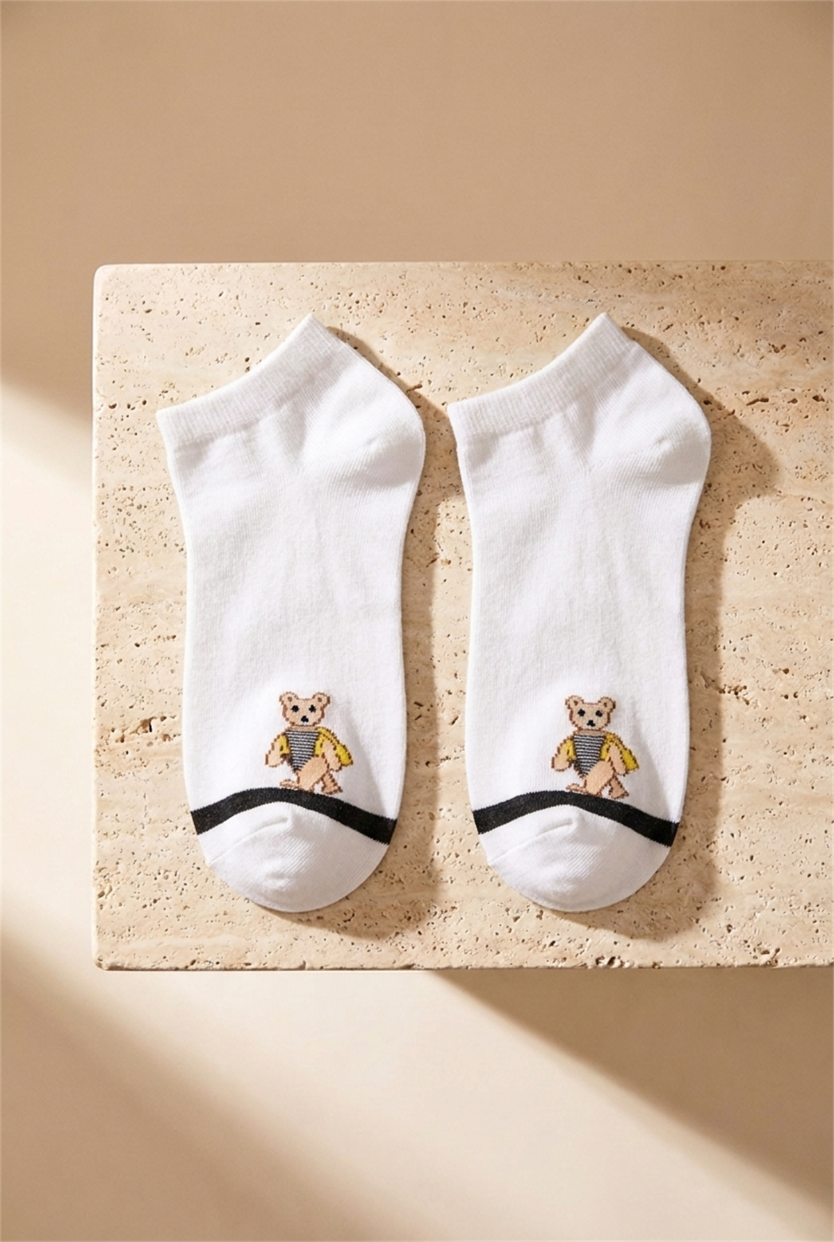 5 Pack Bear Teddy Printed Booties Socks