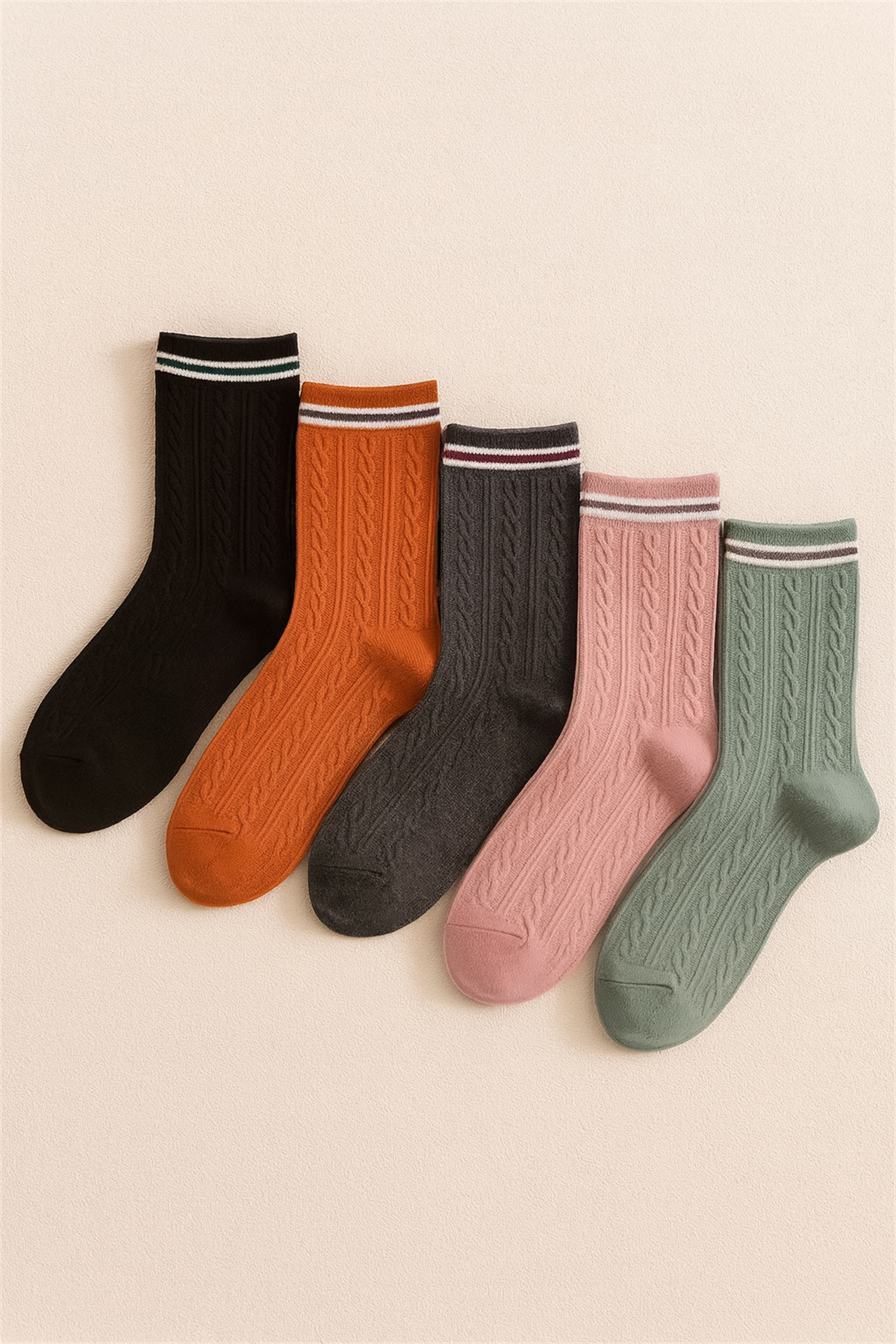 5-Pack Womens Ankle Socks Multicolored
