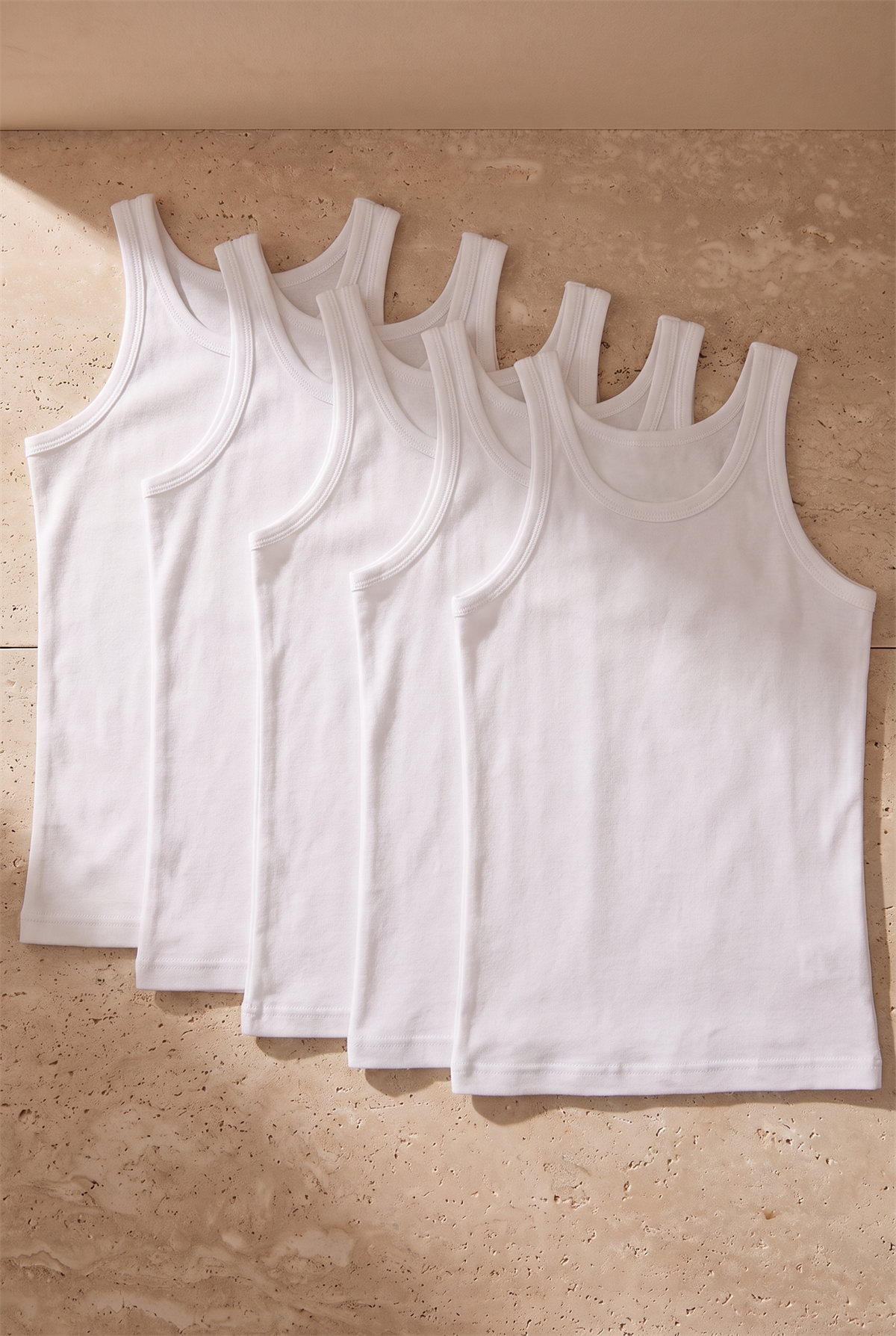 5li Paket Basic Beyaz Erkek Çocuk Atlet