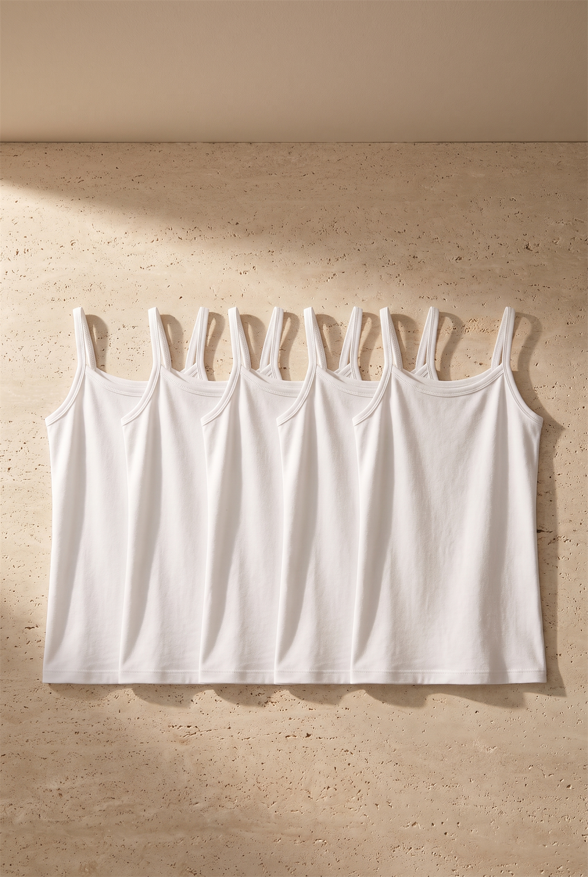 5li Paket Basic İnce Askılı Beyaz Kız Çocuk Atlet