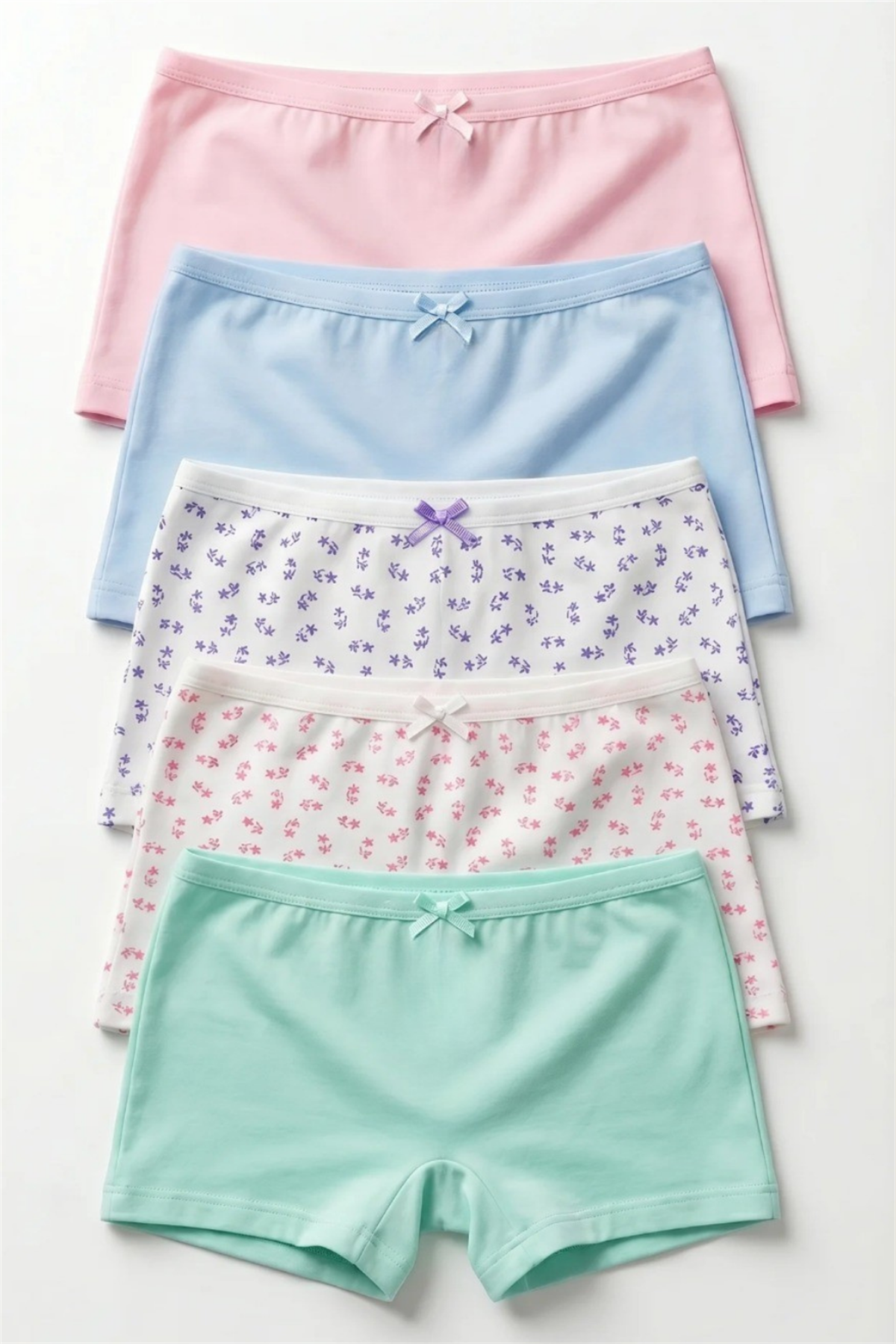 Pack Of 5 Flower Patterned Girls Boxers Multi Color