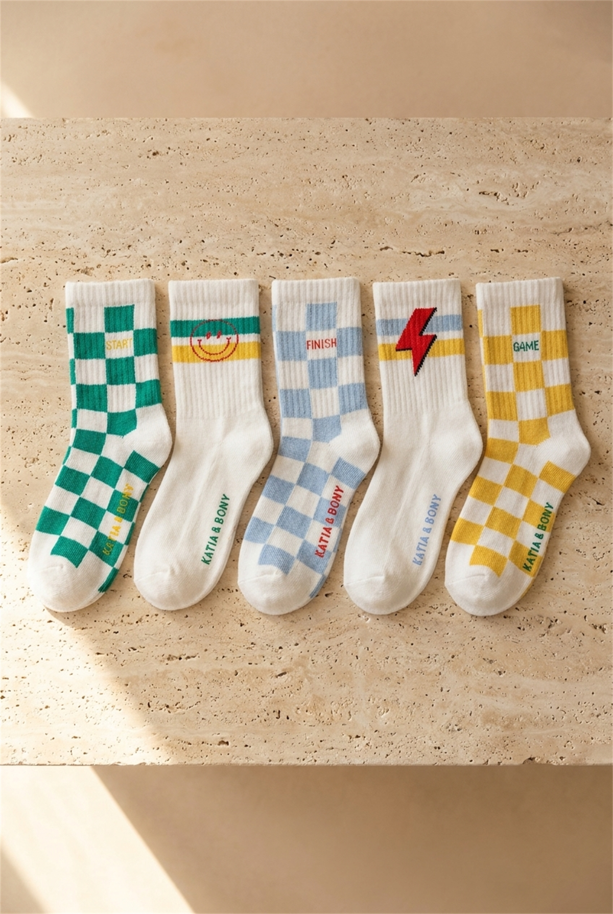 5Pck Checker Pattern Chıldrens Socks Socks Patterned