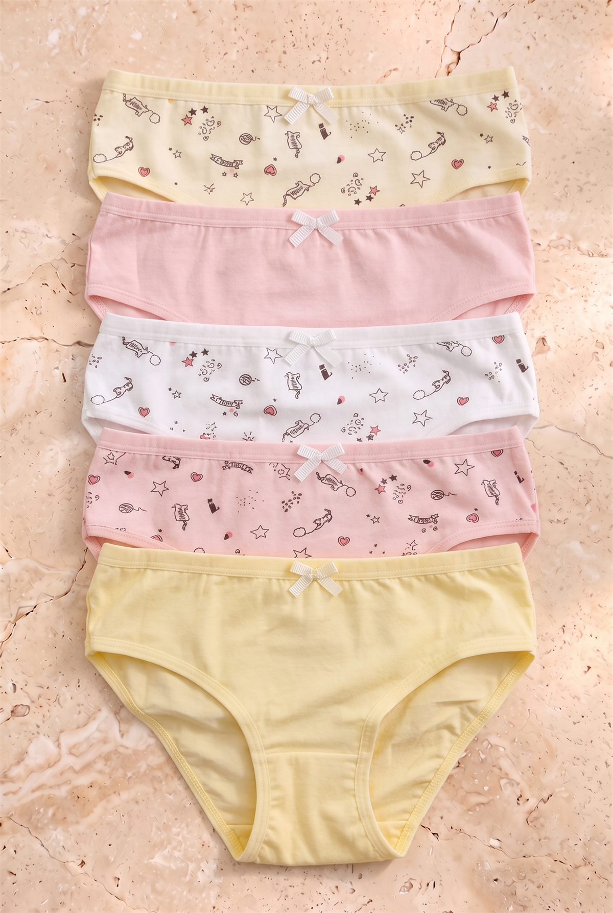 5li Paket Desenli Kız Çocuk Slip Çok Renkli