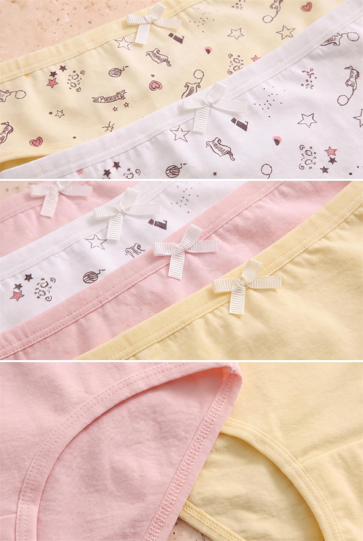 5li Paket Desenli Kız Çocuk Slip Çok Renkli