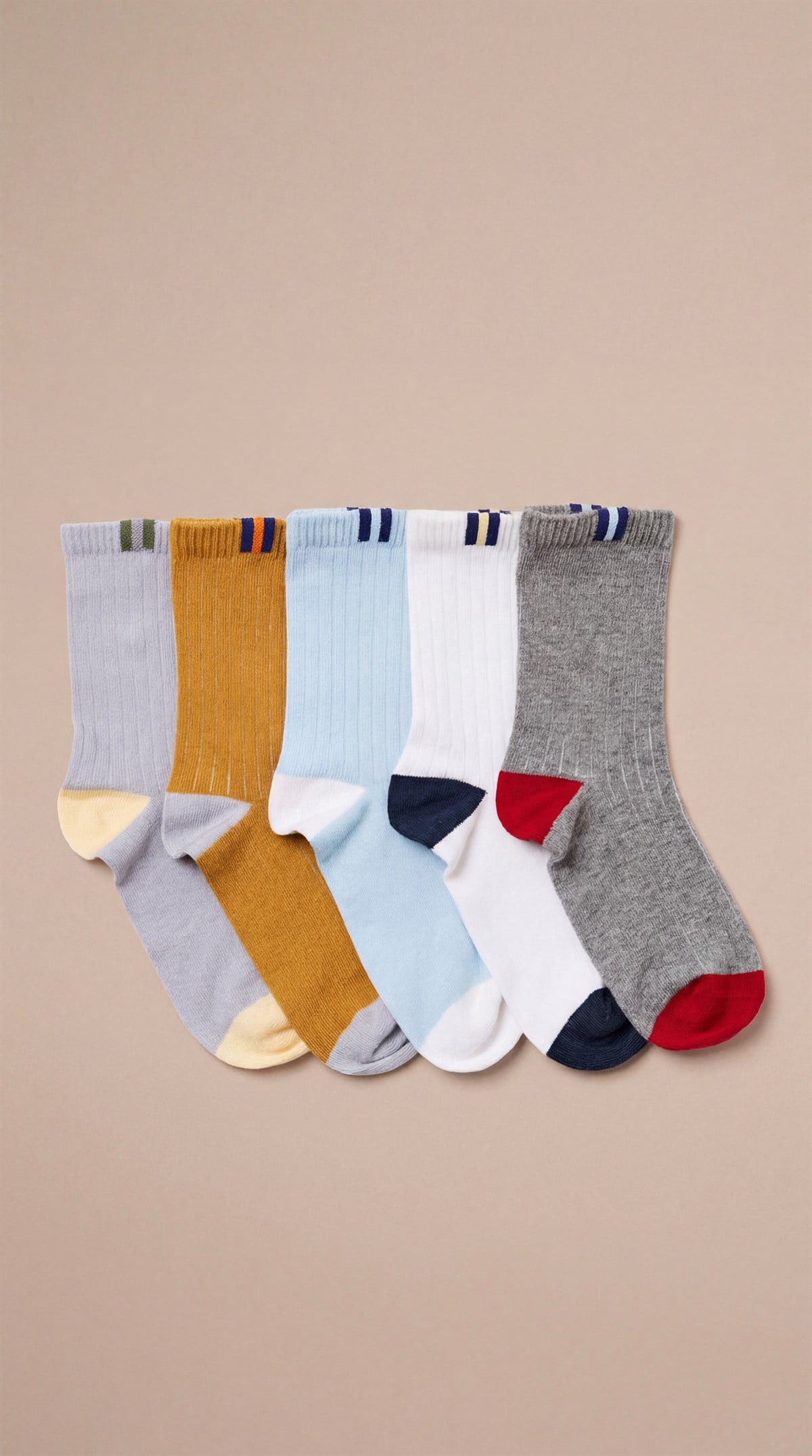 5li Paket Erkek Çocuk Pamuklu Soket Çorap Çok Renkli