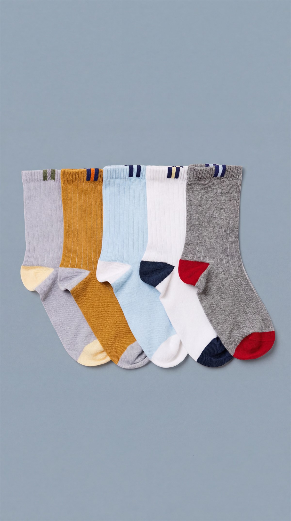 5li Paket Erkek Çocuk Pamuklu Soket Çorap Çok Renkli