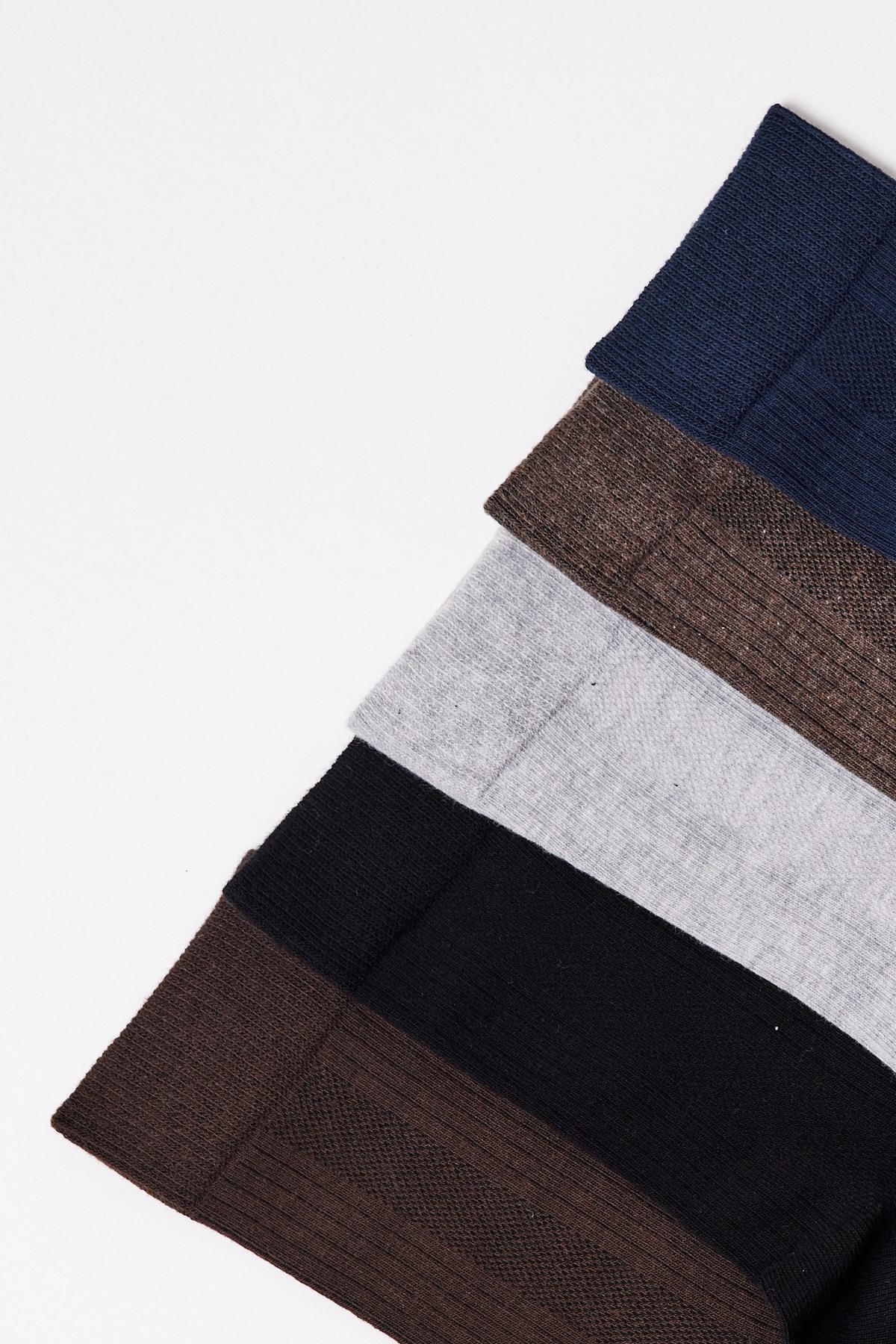 5li Paket Erkek Soket Çorap Çok Renkli