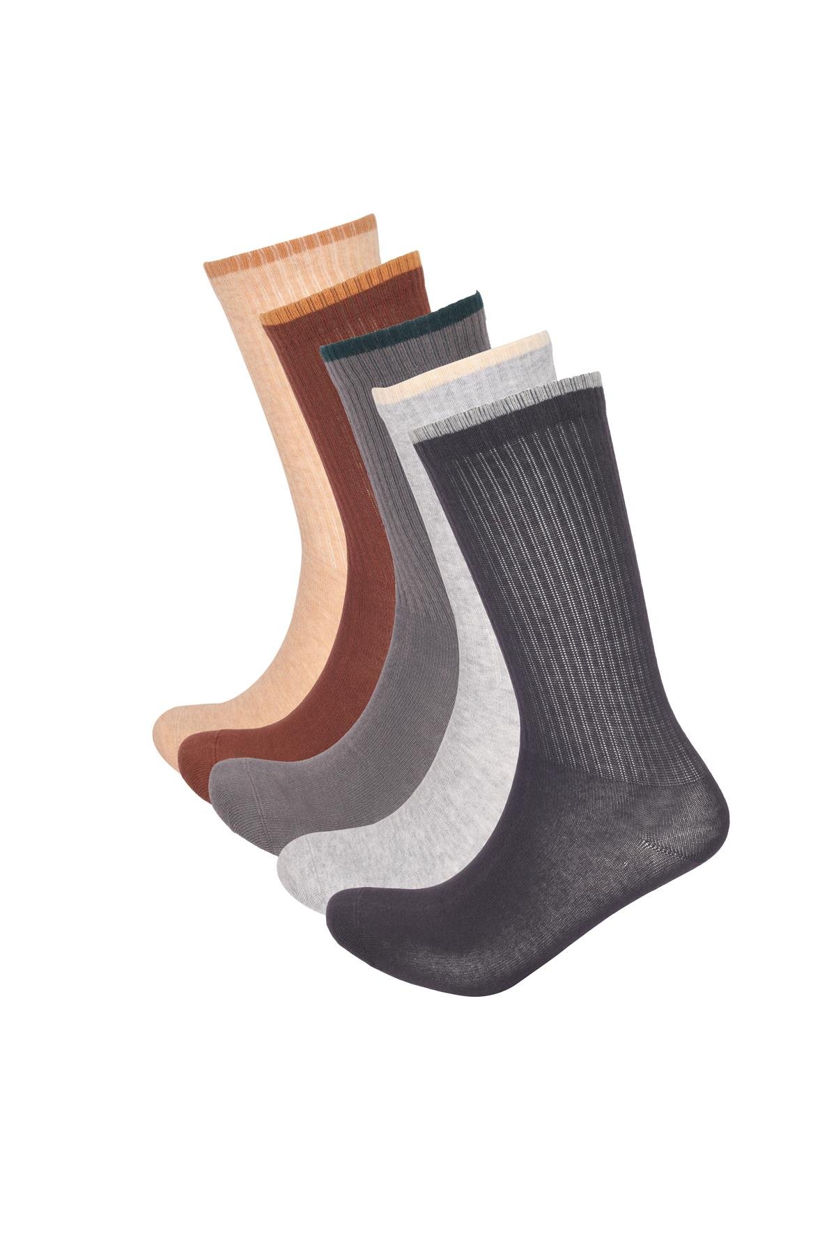 5li Paket Erkek Soket Çorap Çok Renkli