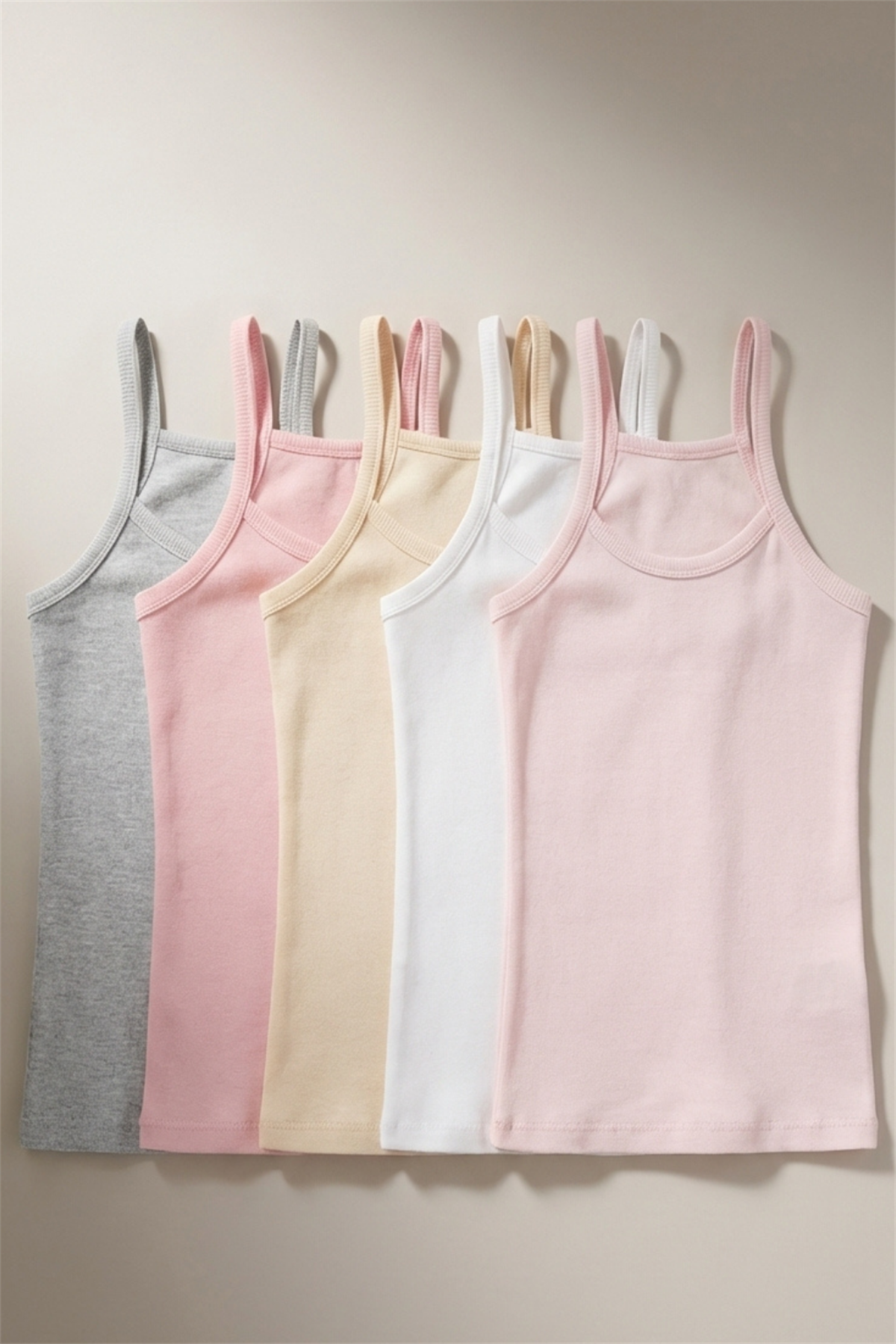 5 Pack Thin Strap Girls Undershirt Multi Color