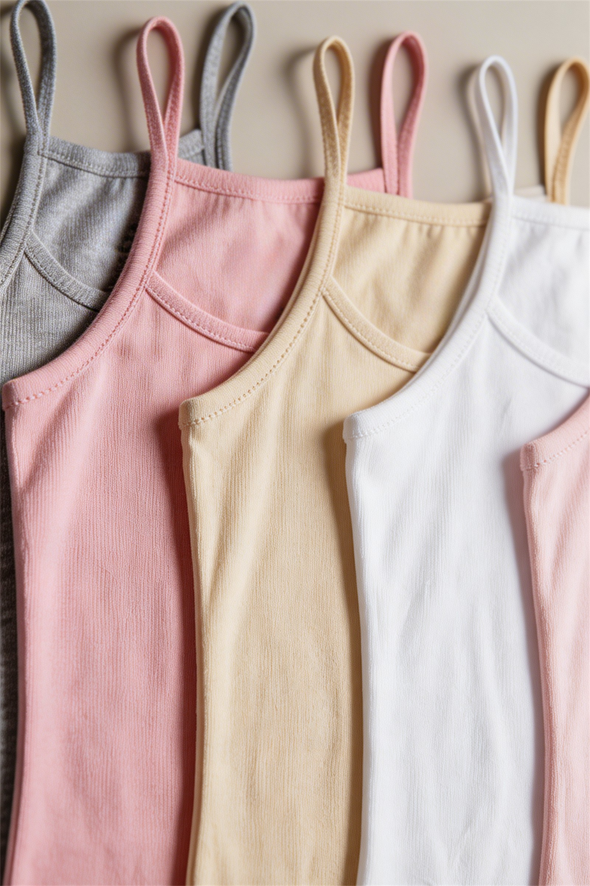 5 Pack Thin Strap Girls Undershirt Multi Color