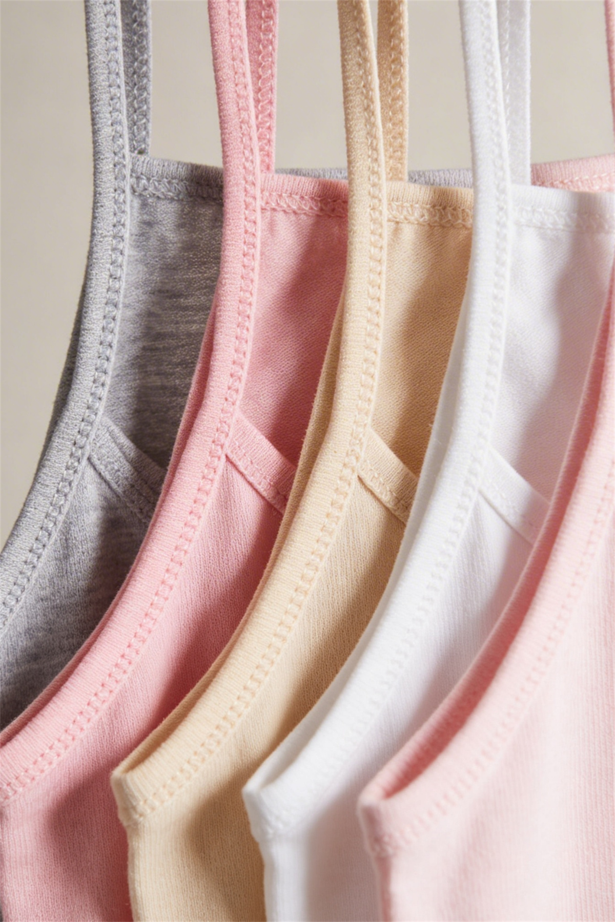 5 Pack Thin Strap Girls Undershirt Multi Color