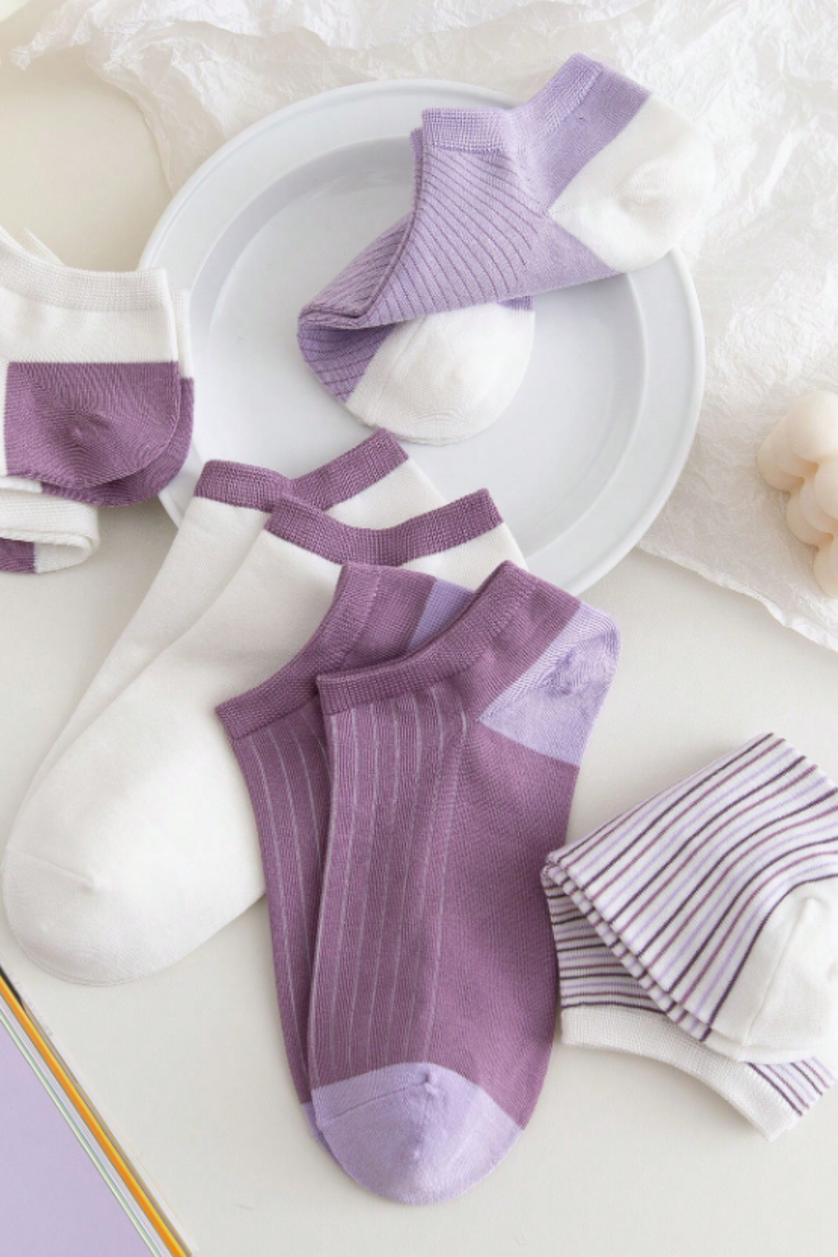 5-Pack Womens Step Socks Lilac