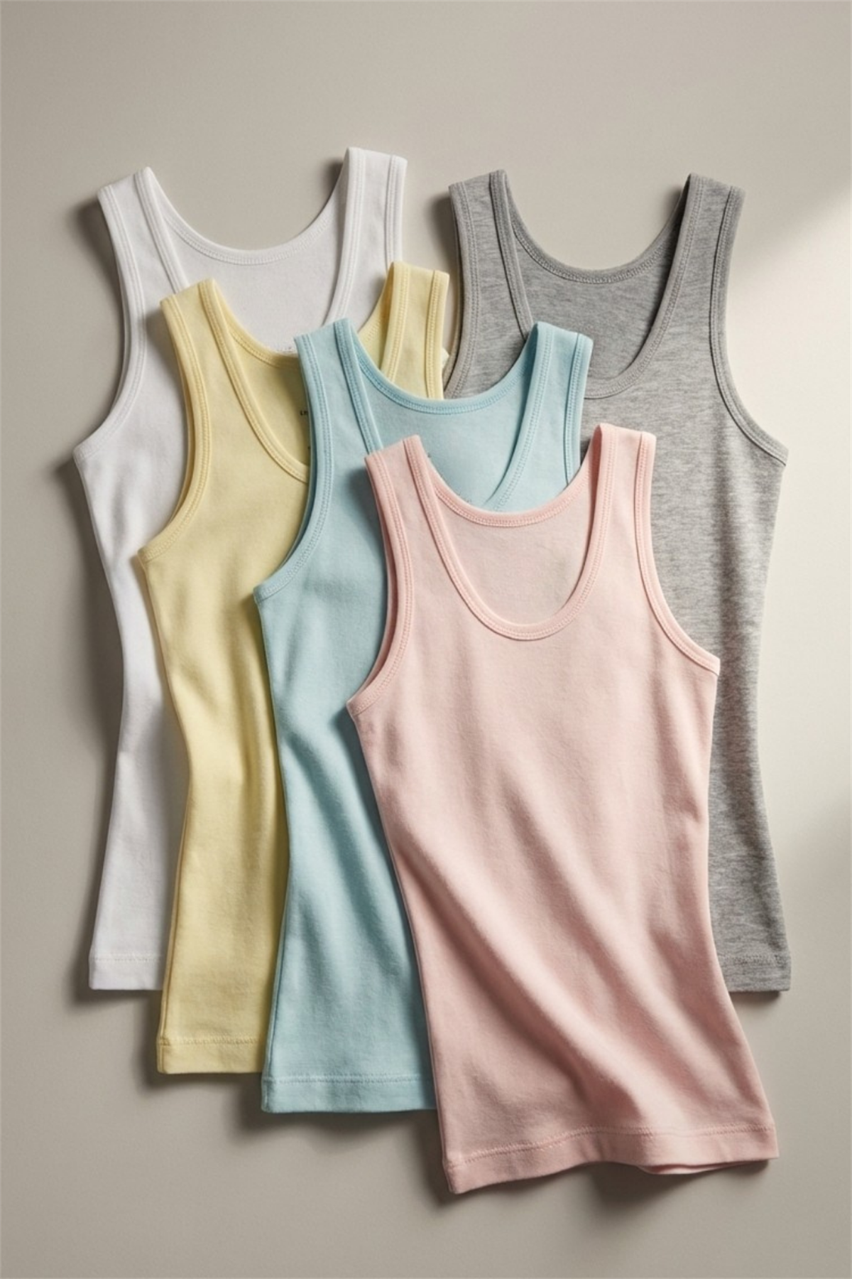 5 Pack Thick Strap Girls Undershirt Multi Color