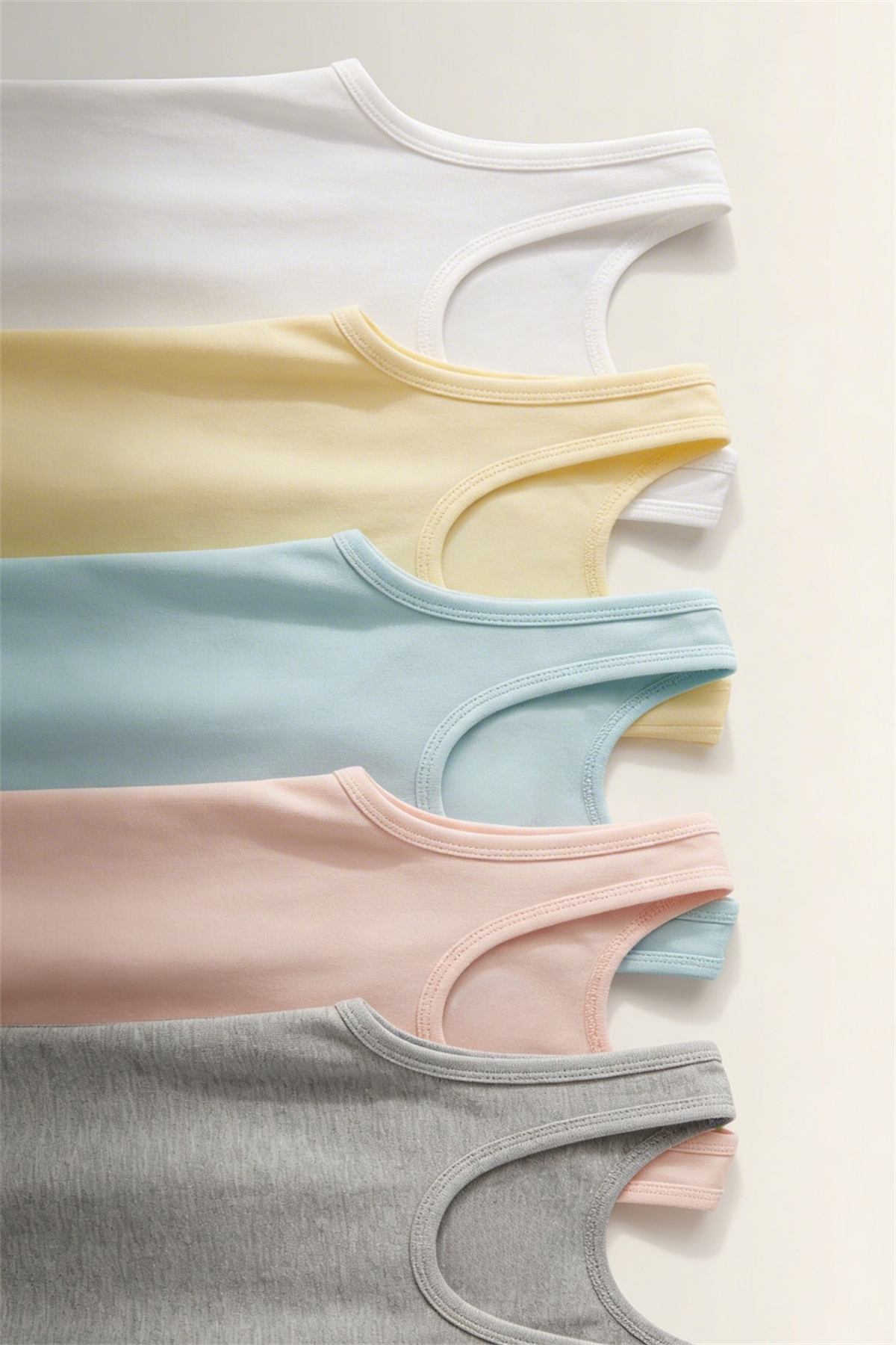 5 Pack Thick Strap Girls Undershirt Multi Color