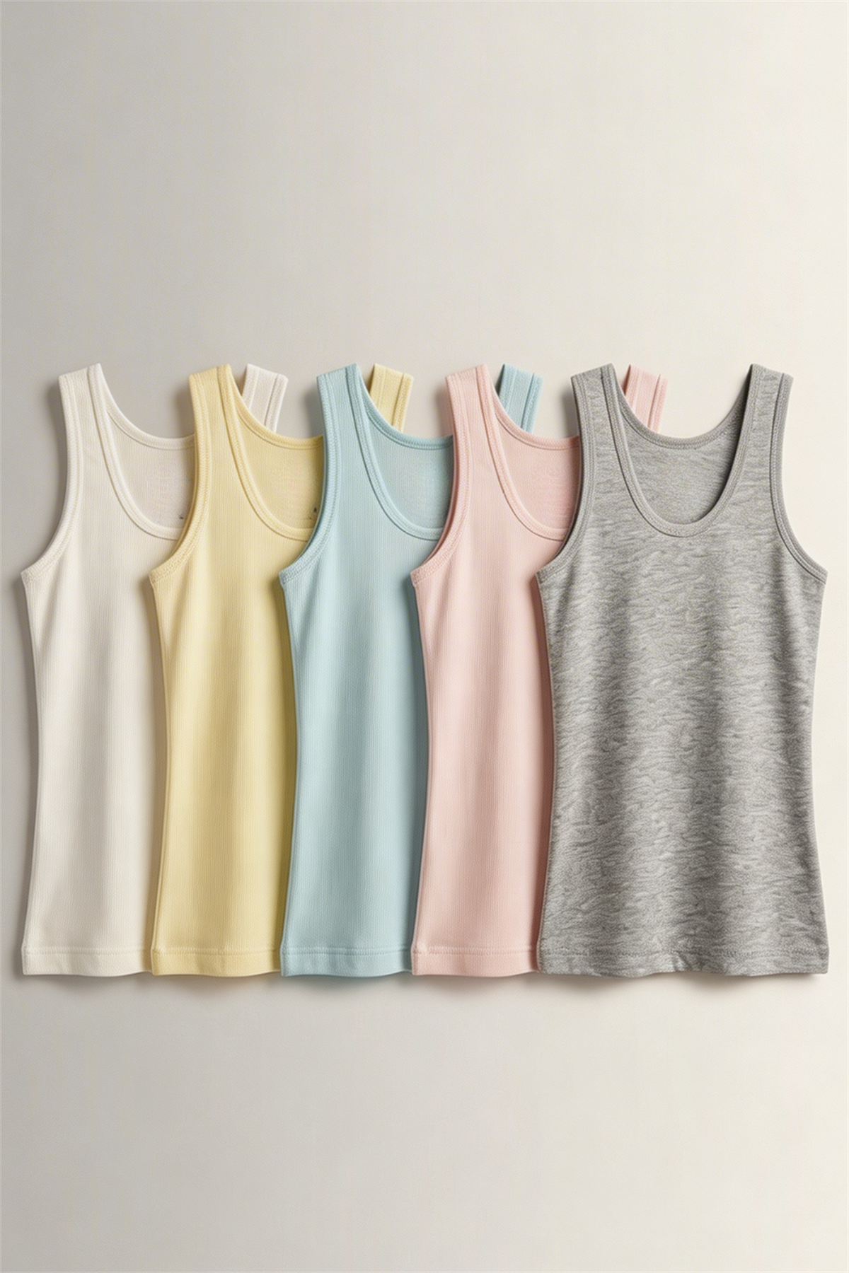 5 Pack Thick Strap Girls Undershirt Multi Color
